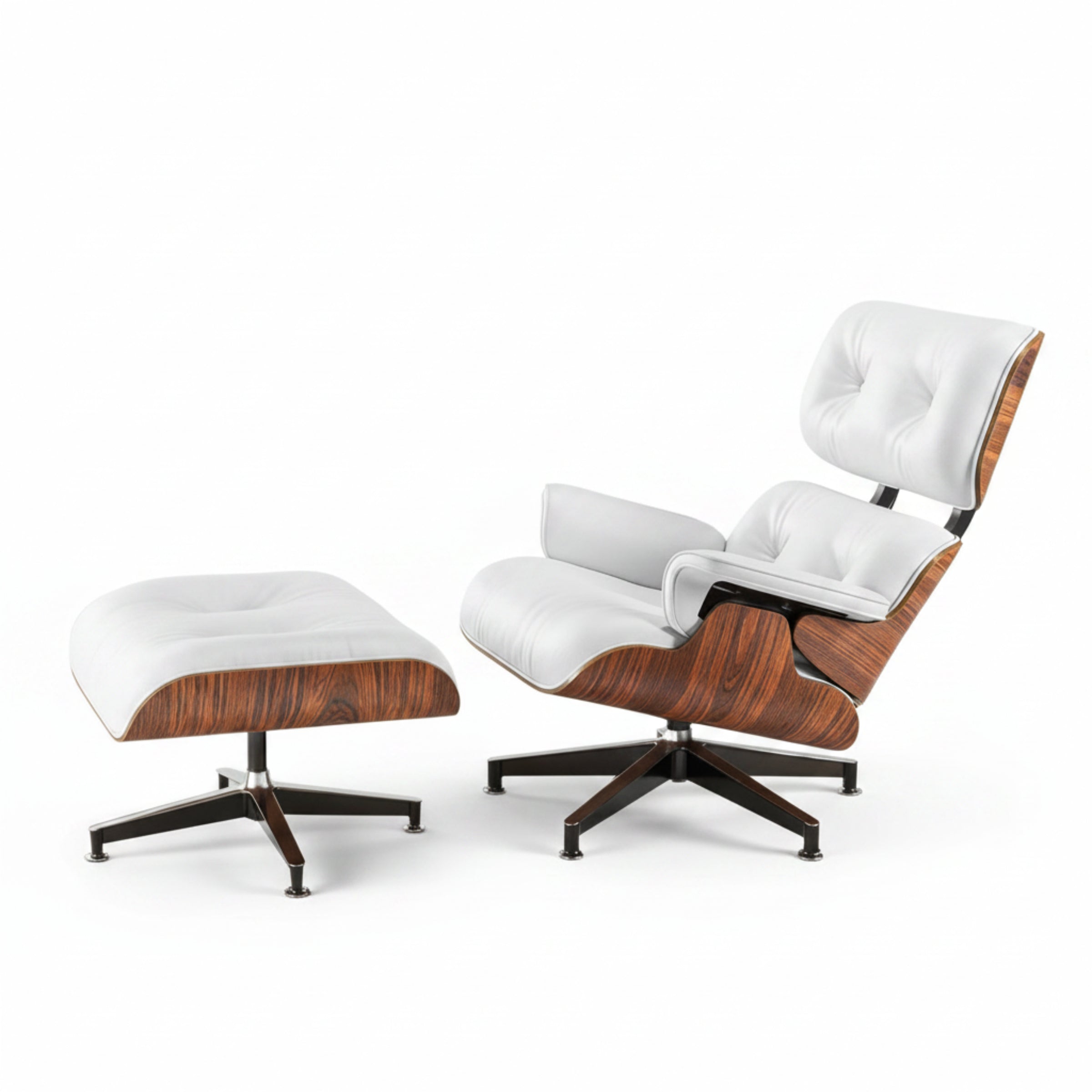 Charles Eames Inspired Modern Lounge Chair & Ottoman Set – XL Ergonomic Design - Aura Furnitures