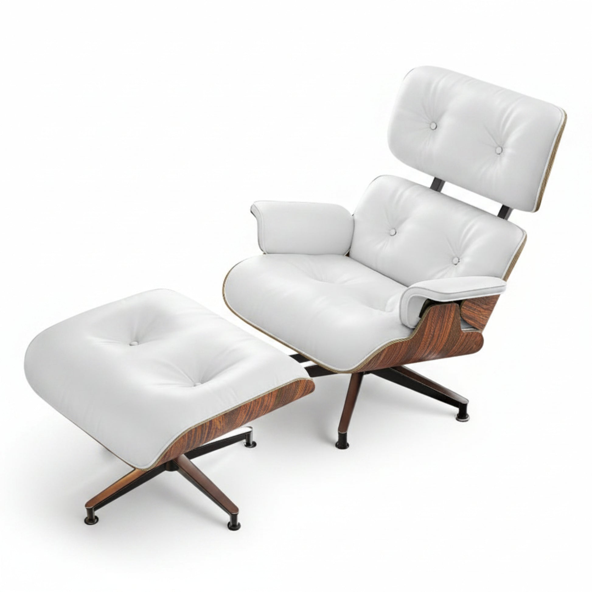 Charles Eames Inspired Modern Lounge Chair & Ottoman Set – XL Ergonomic Design - Aura Furnitures