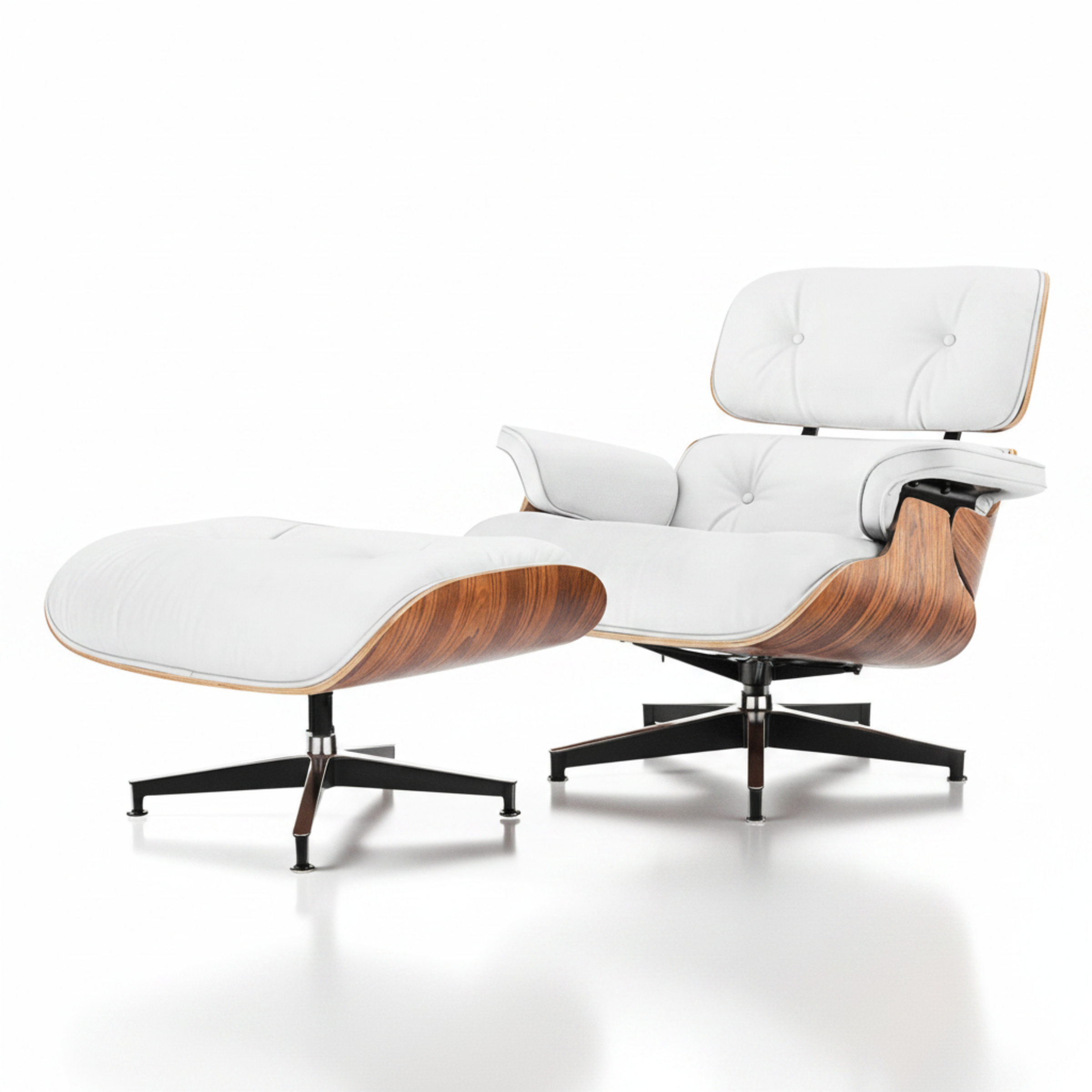 Charles Eames Inspired Modern Lounge Chair & Ottoman Set – XL Ergonomic Design - Aura Furnitures