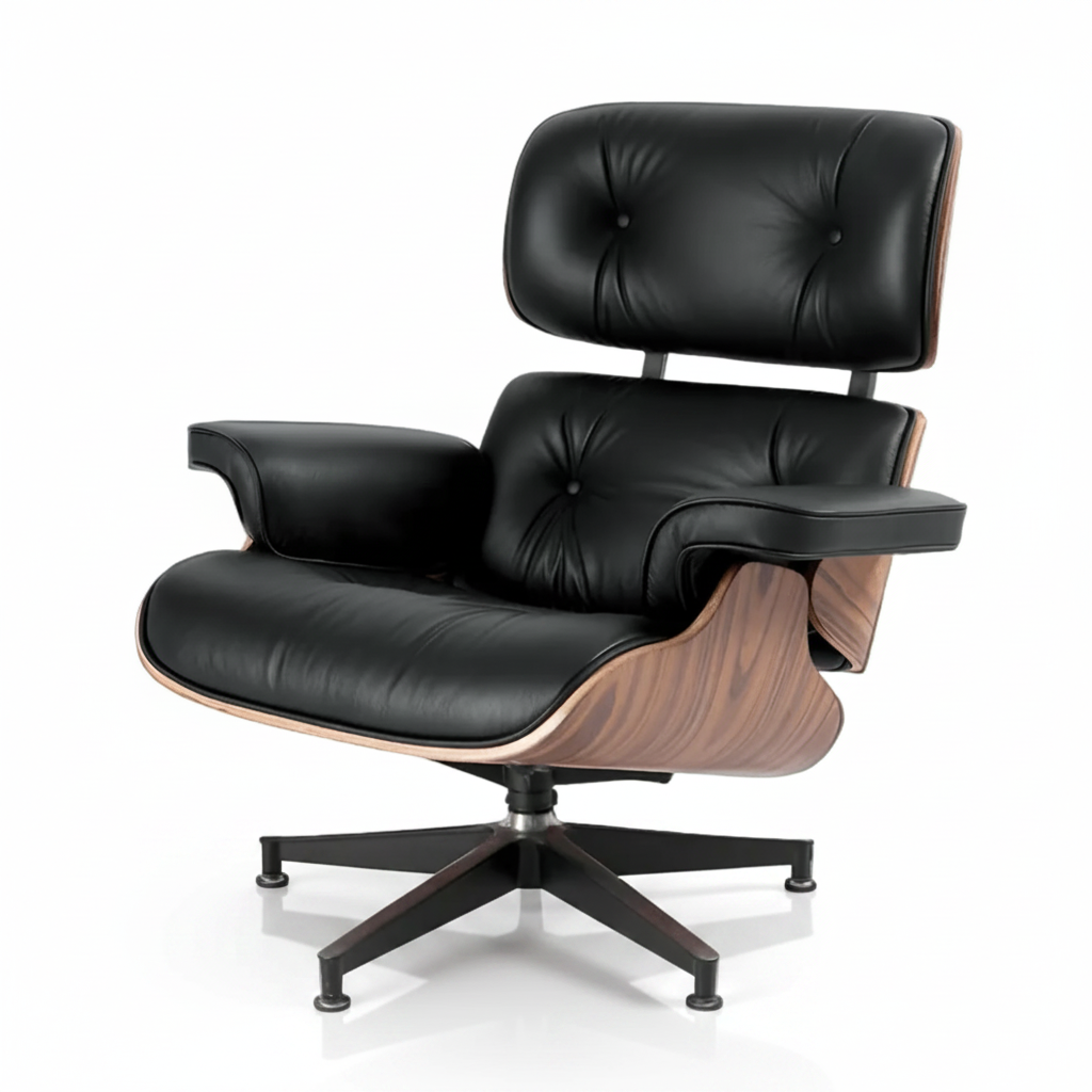 Charles Eames Inspired Modern Lounge Chair & Ottoman Set – XL Ergonomic Design - Aura Furnitures