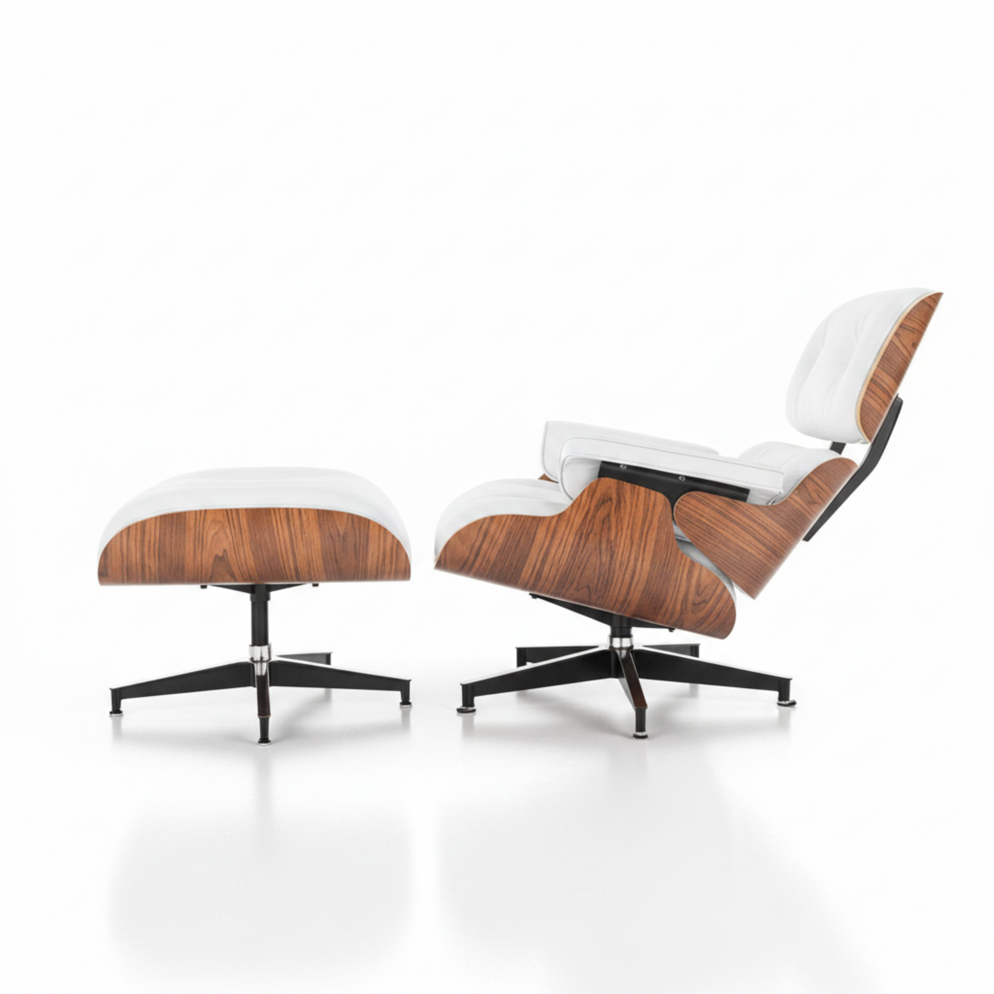 Charles Eames Inspired Modern Lounge Chair & Ottoman Set – XL Ergonomic Design - Aura Furnitures