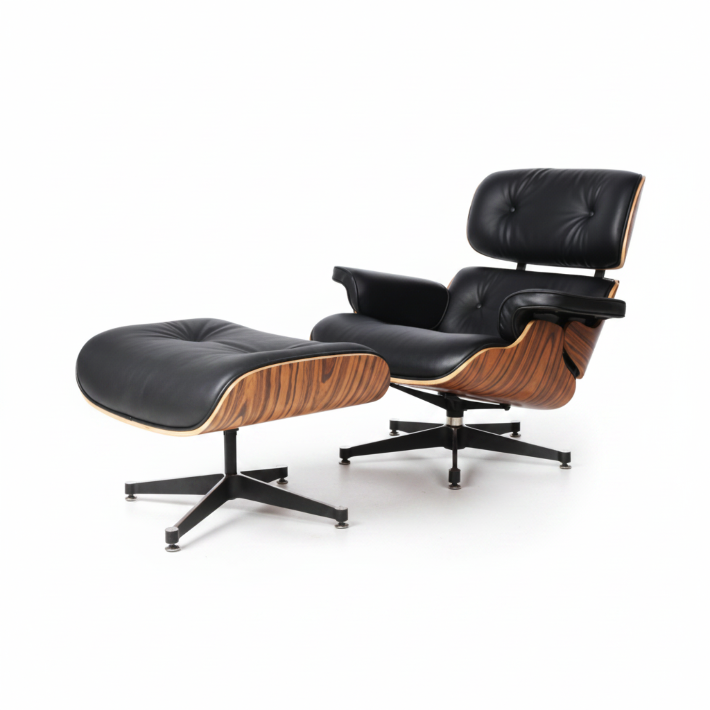 Charles Eames Inspired Modern Lounge Chair & Ottoman Set – XL Ergonomic Design - Aura Furnitures
