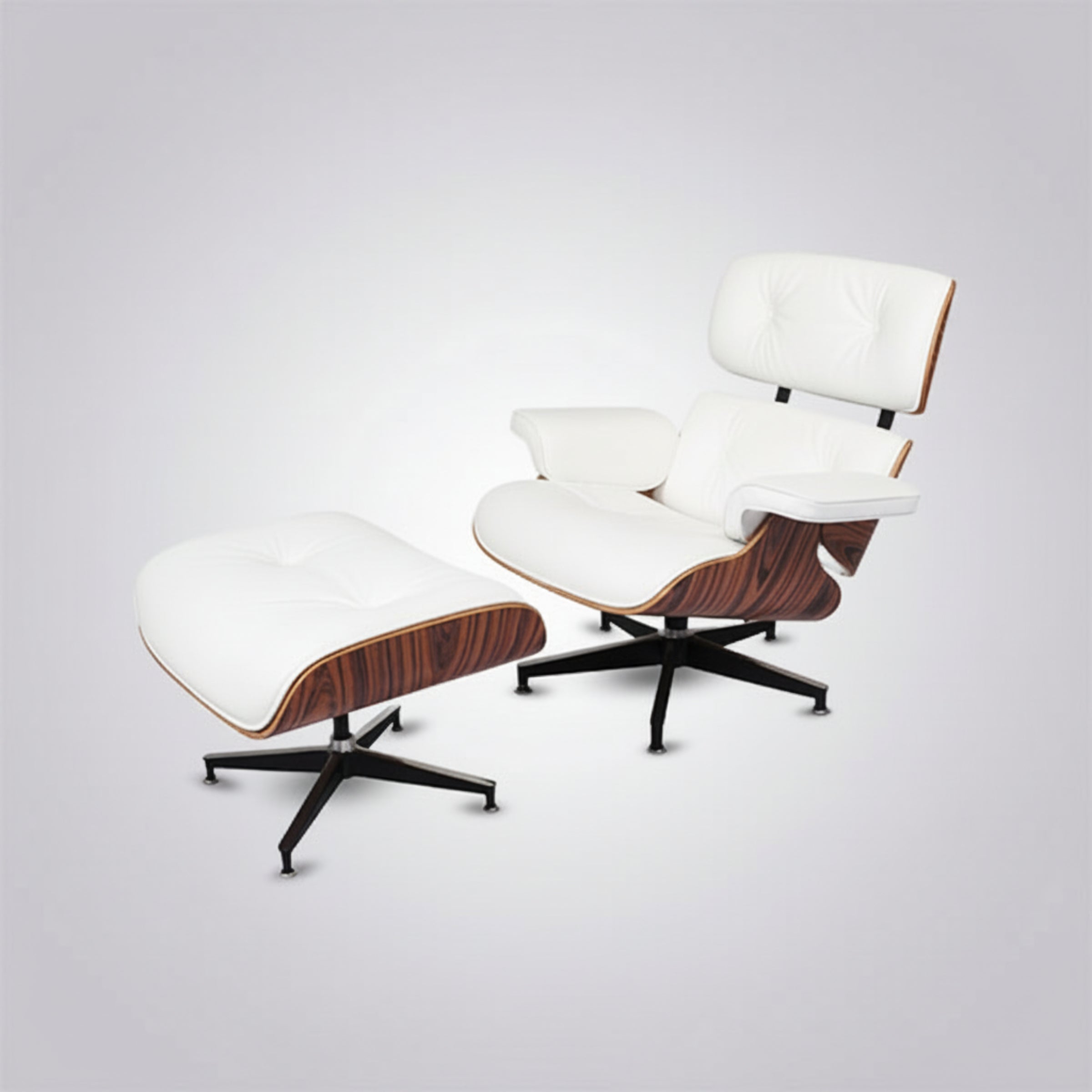 Charles Eames Inspired Modern Lounge Chair & Ottoman Set – XL Ergonomic Design - Aura Furnitures