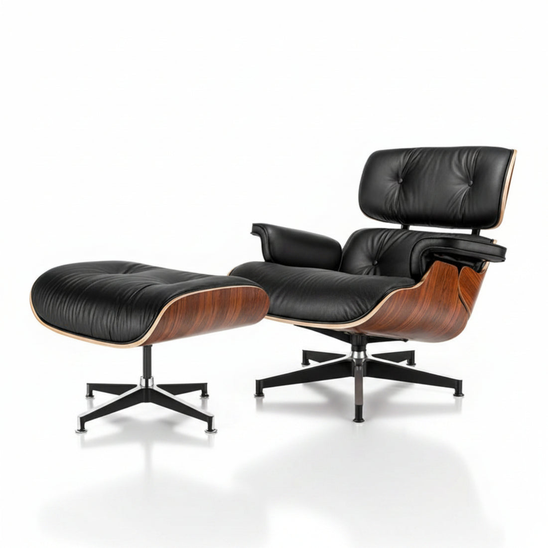 Charles Eames Inspired Modern Lounge Chair & Ottoman Set – XL Ergonomic Design - Aura Furnitures