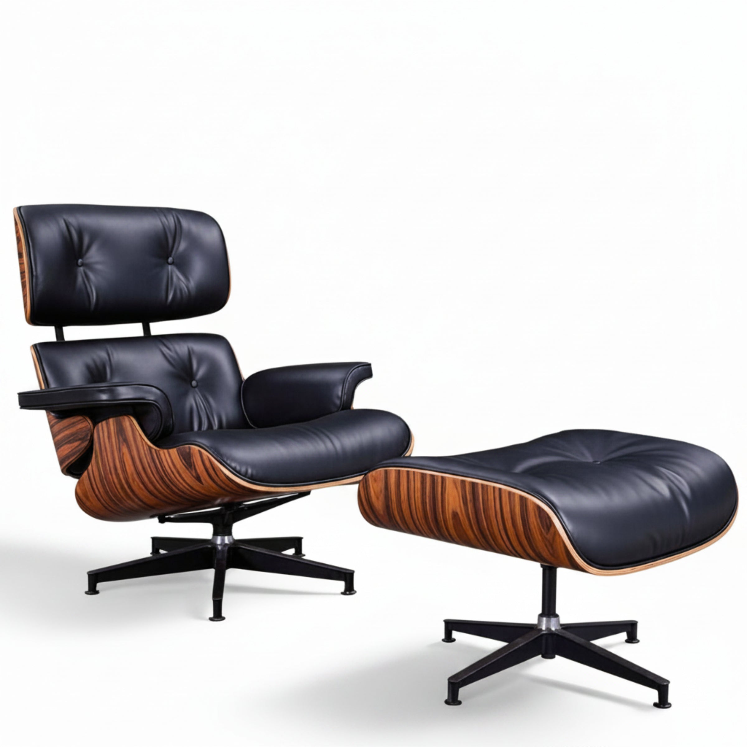 Charles Eames Inspired Modern Lounge Chair & Ottoman Set – XL Ergonomic Design - Aura Furnitures