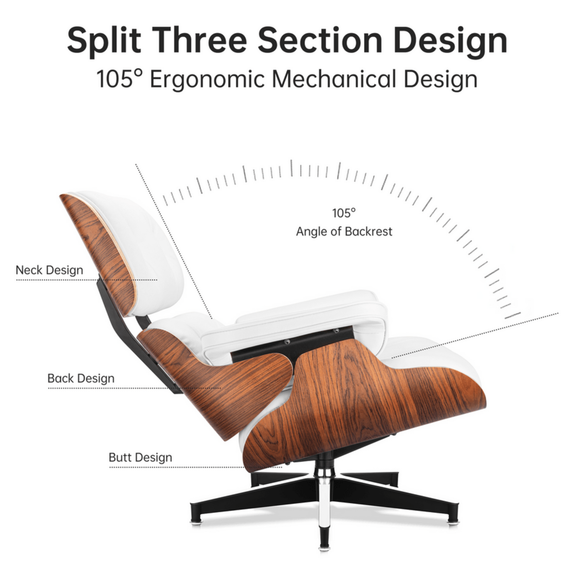 Charles Eames Inspired Modern Lounge Chair & Ottoman Set – XL Ergonomic Design - Aura Furnitures