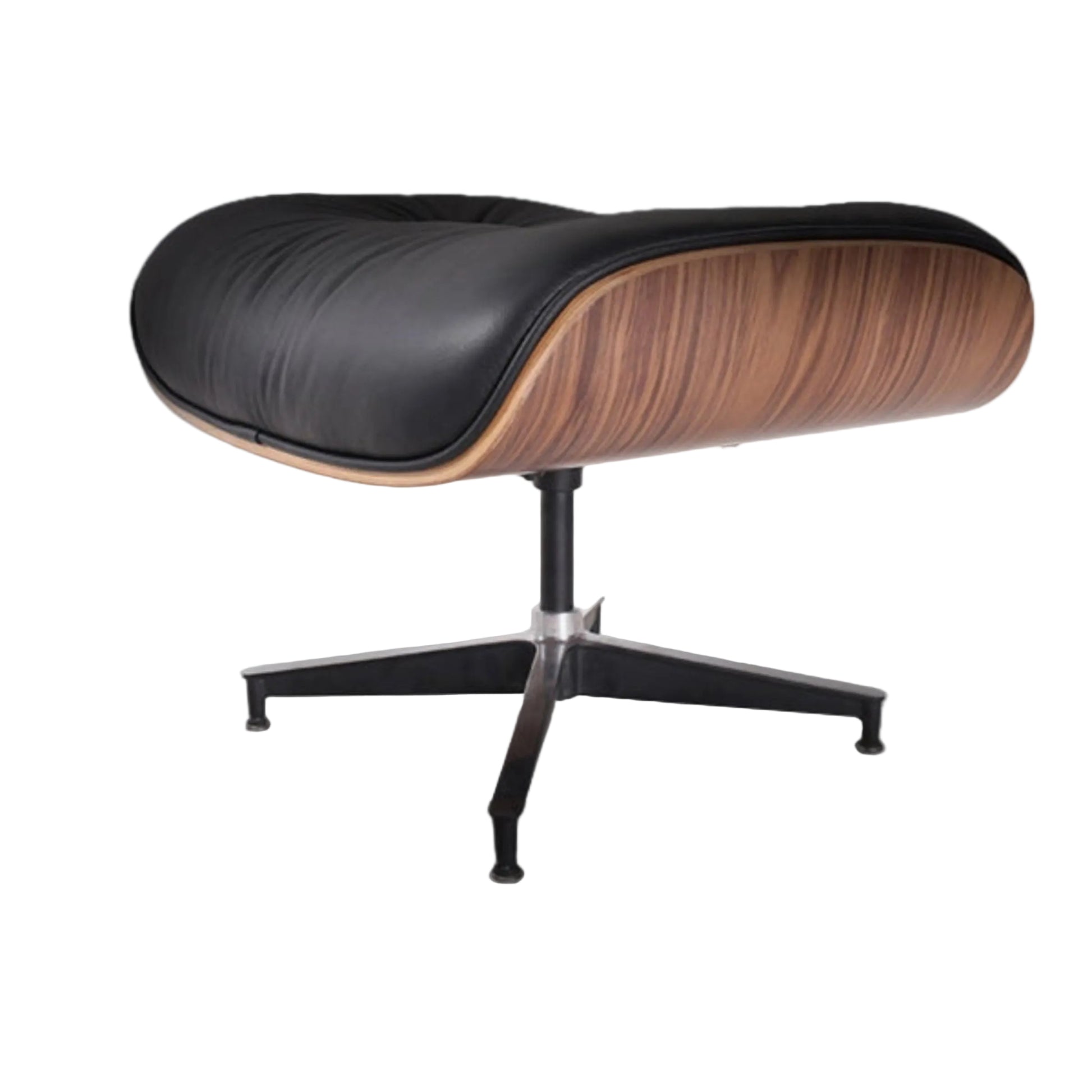 Charles Eames Inspired Walnut Lounge Chair & Ottoman Set XL Tall Comfort - Walnut Wood Black and White - Aura Furnitures