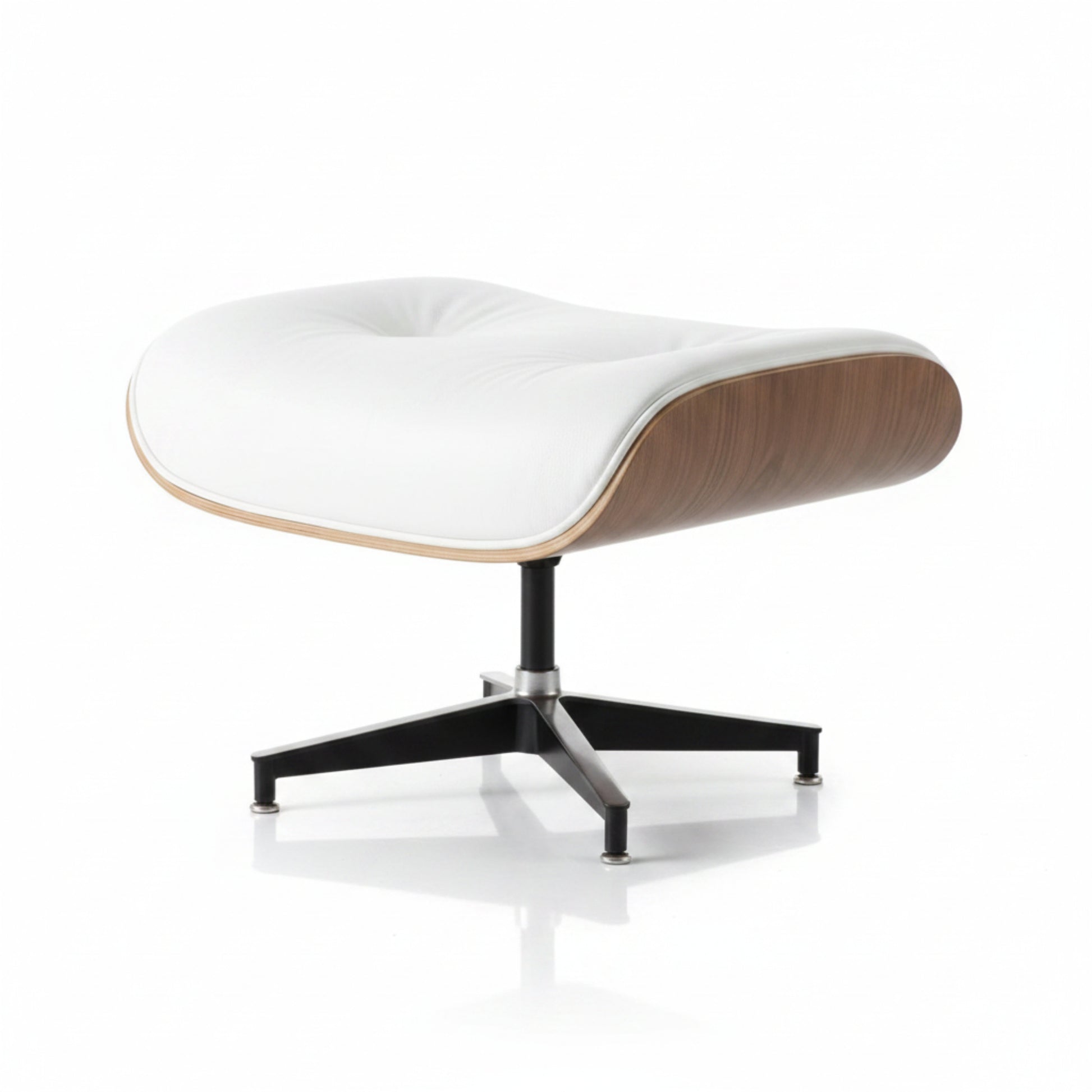 Charles Eames Inspired Walnut Lounge Chair & Ottoman Set XL Tall Comfort - Walnut Wood Black and White - Aura Furnitures