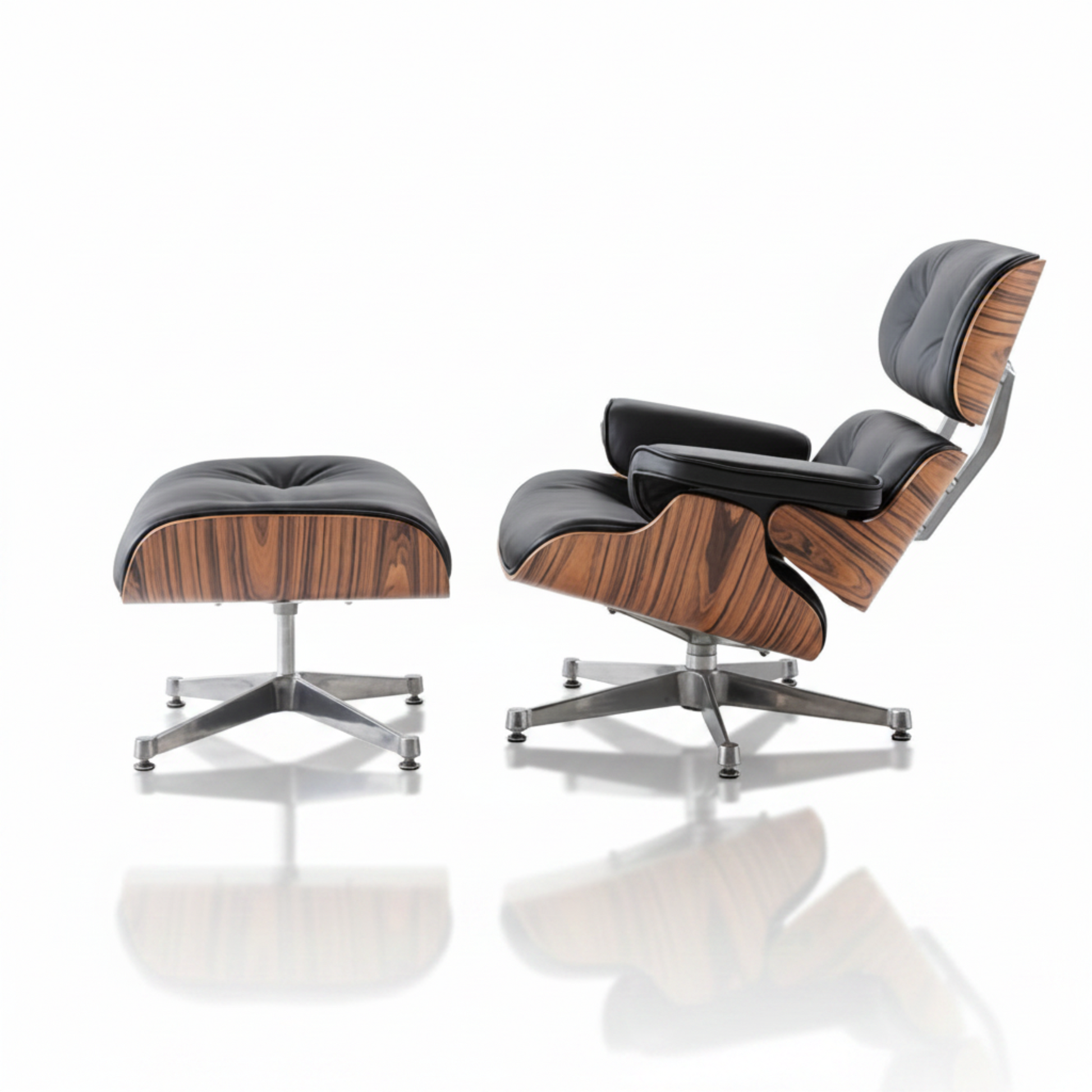 charles-eames-rose-wood-Black with chrome base