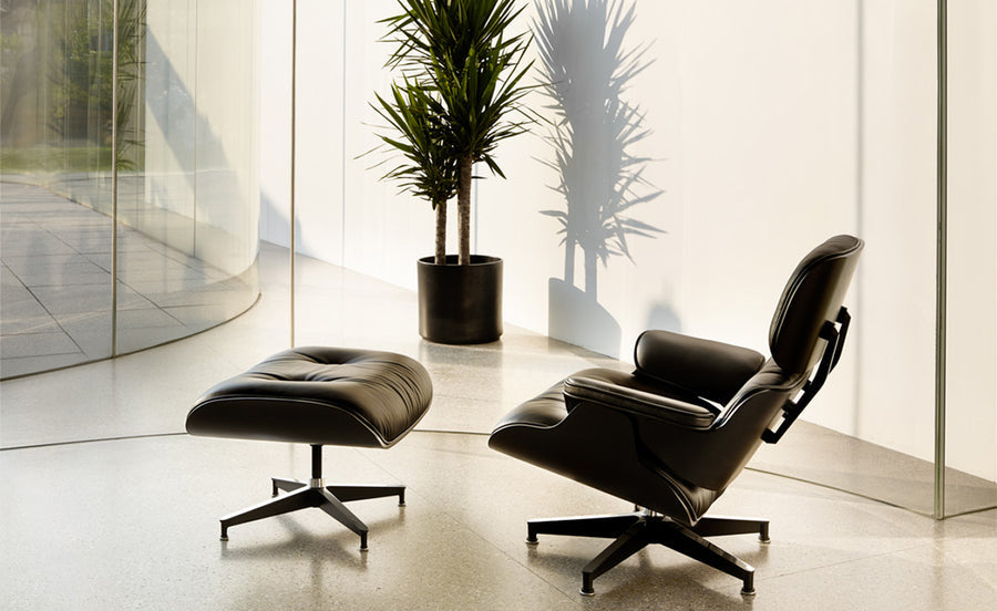 Charles Eames Inspired Iconic Style Lounge Chair & Ottoman - All Black & Ebony Ash Wood