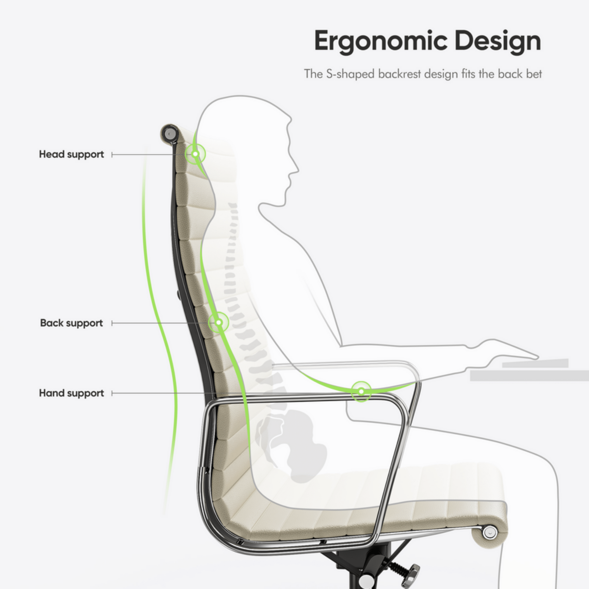 Eames Elegant Thin Pad Office Chair EA 119 - Ripped High Back, Black Leather - Aura Furnitures