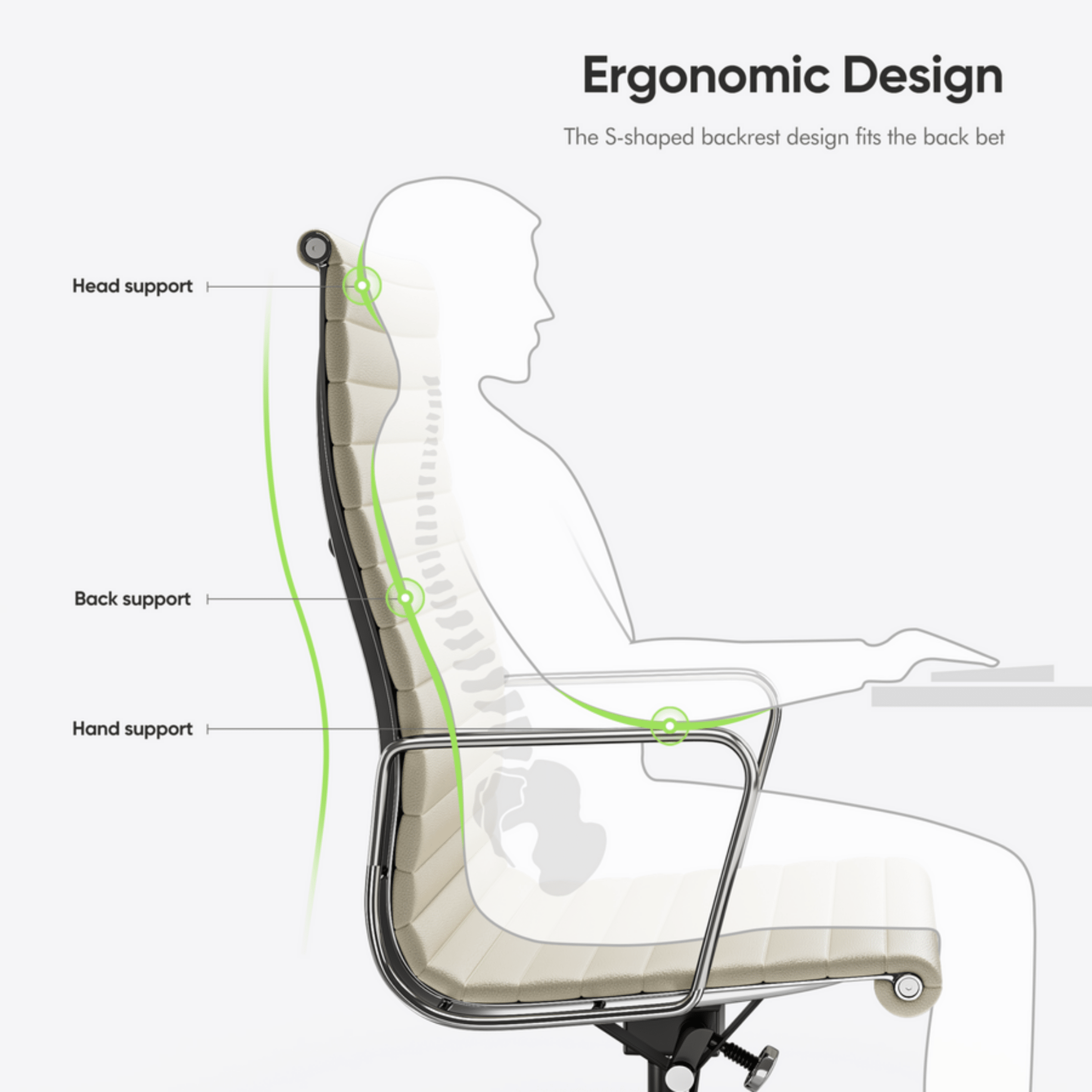 Eames Elegant Thin Pad Office Chair EA 119 - Ripped High Back, Black Leather - Aura Furnitures