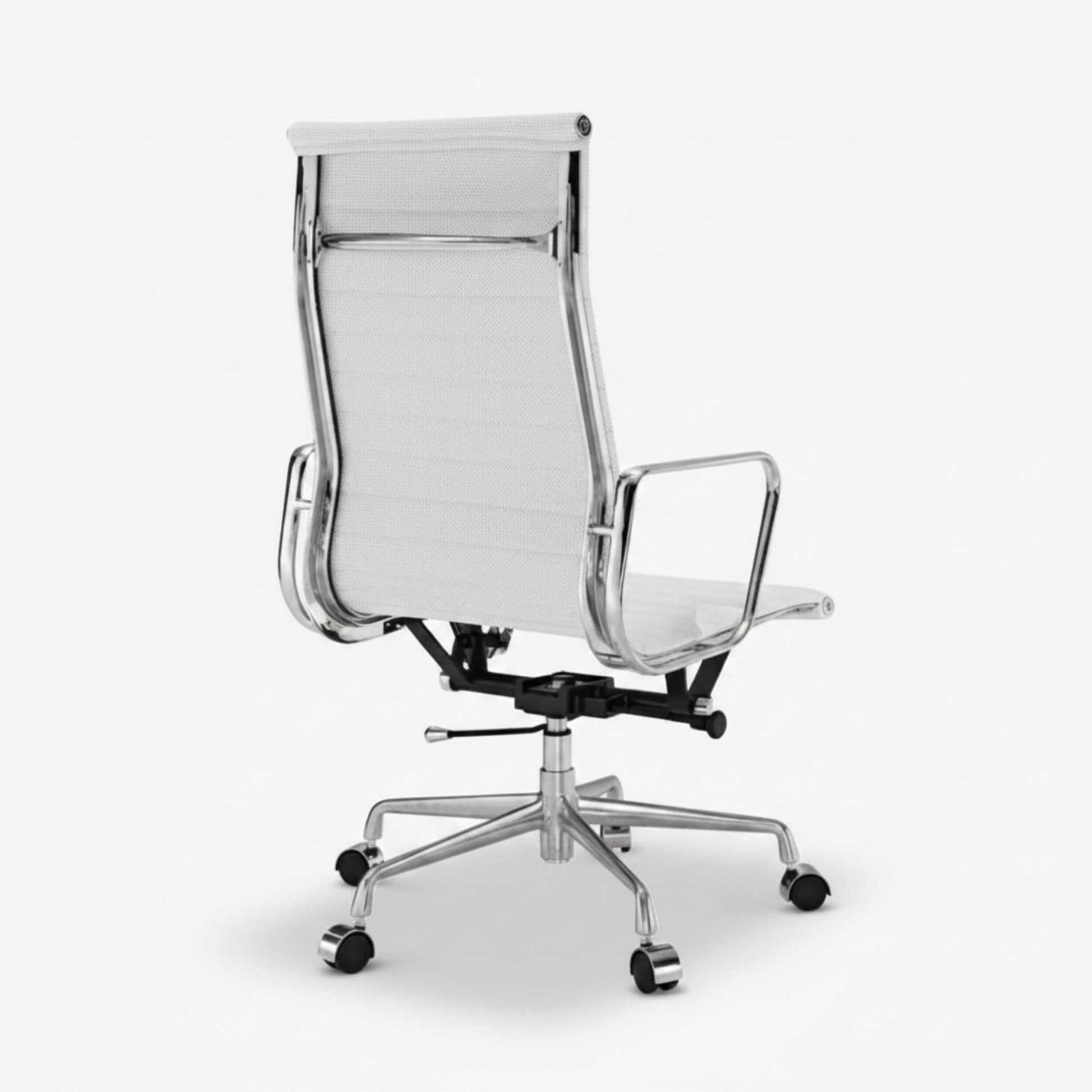 Eames Elegant Thin Pad Office Chair EA 119 - Ripped High Back, Black Leather - Aura Furnitures