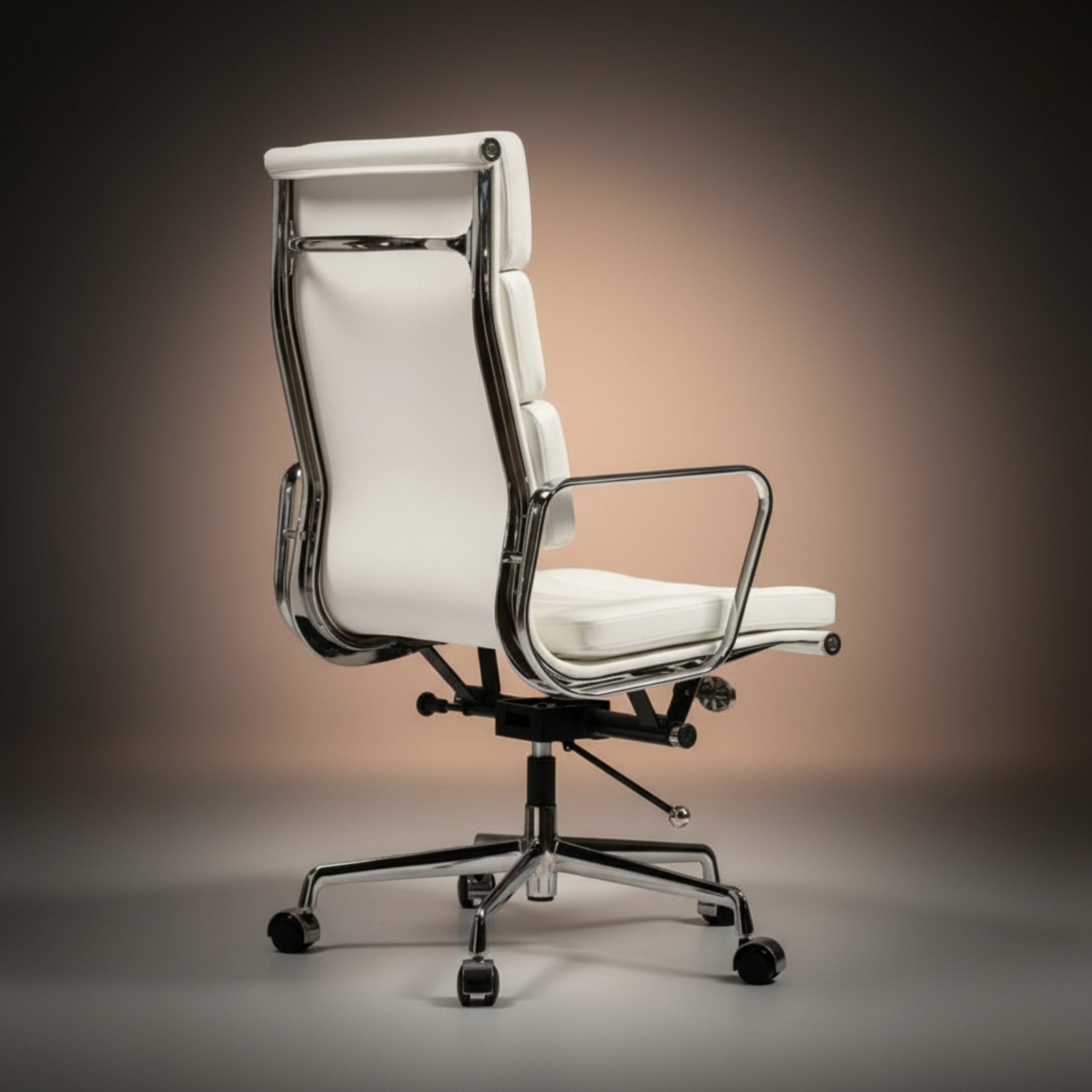 Eames Ergonomic Soft Pad Office Chair EA 219 - High Back Support, Dark Brown Leather - Aura Furnitures