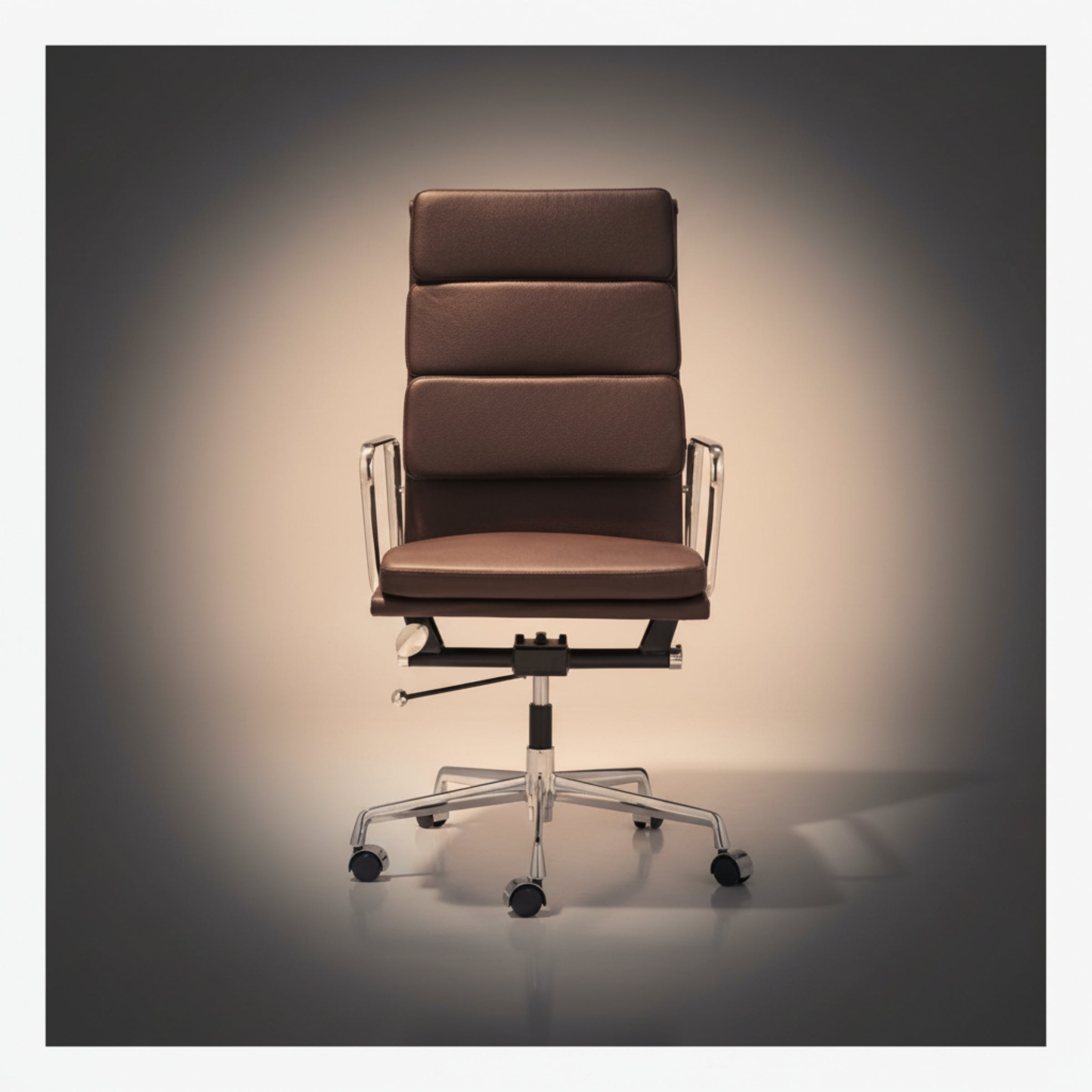 Eames Ergonomic Soft Pad Office Chair EA 219 - High Back Support, Dark Brown Leather - Aura Furnitures