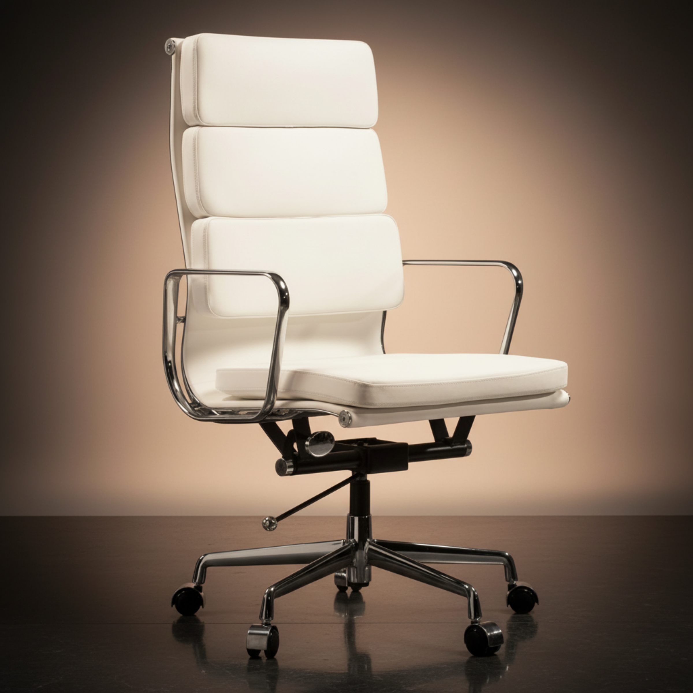 Eames Ergonomic Soft Pad Office Chair EA 219 - High Back Support, Dark Brown Leather - Aura Furnitures