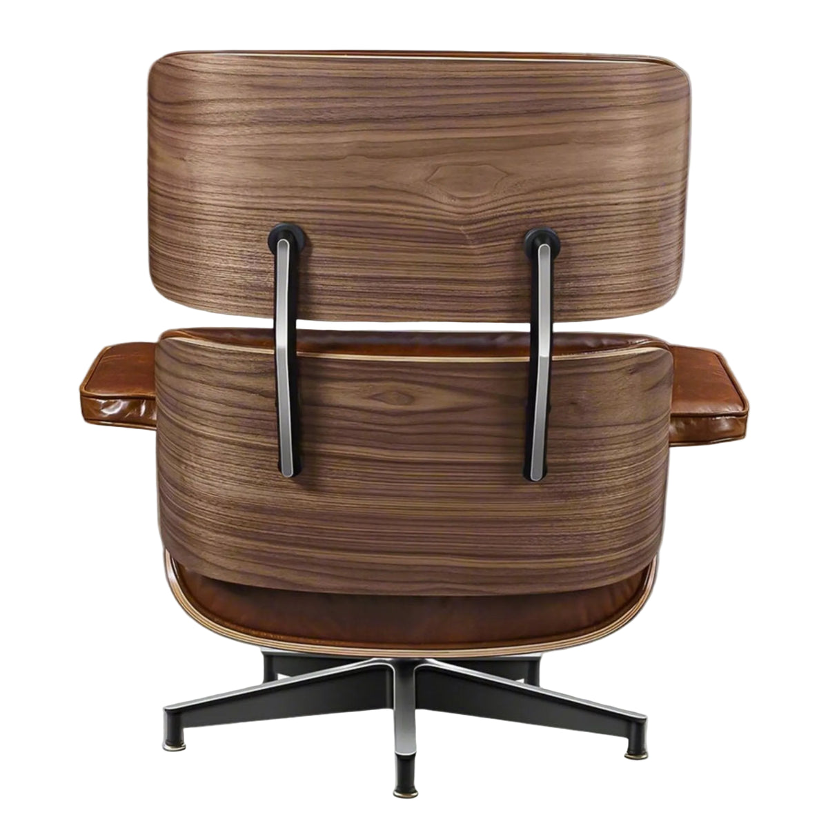 Charles Eames Inspired Mid-Century Lounge Chair & Ottoman XL – Walnut Wood Waxed Vintage Tan - Aura Furnitures