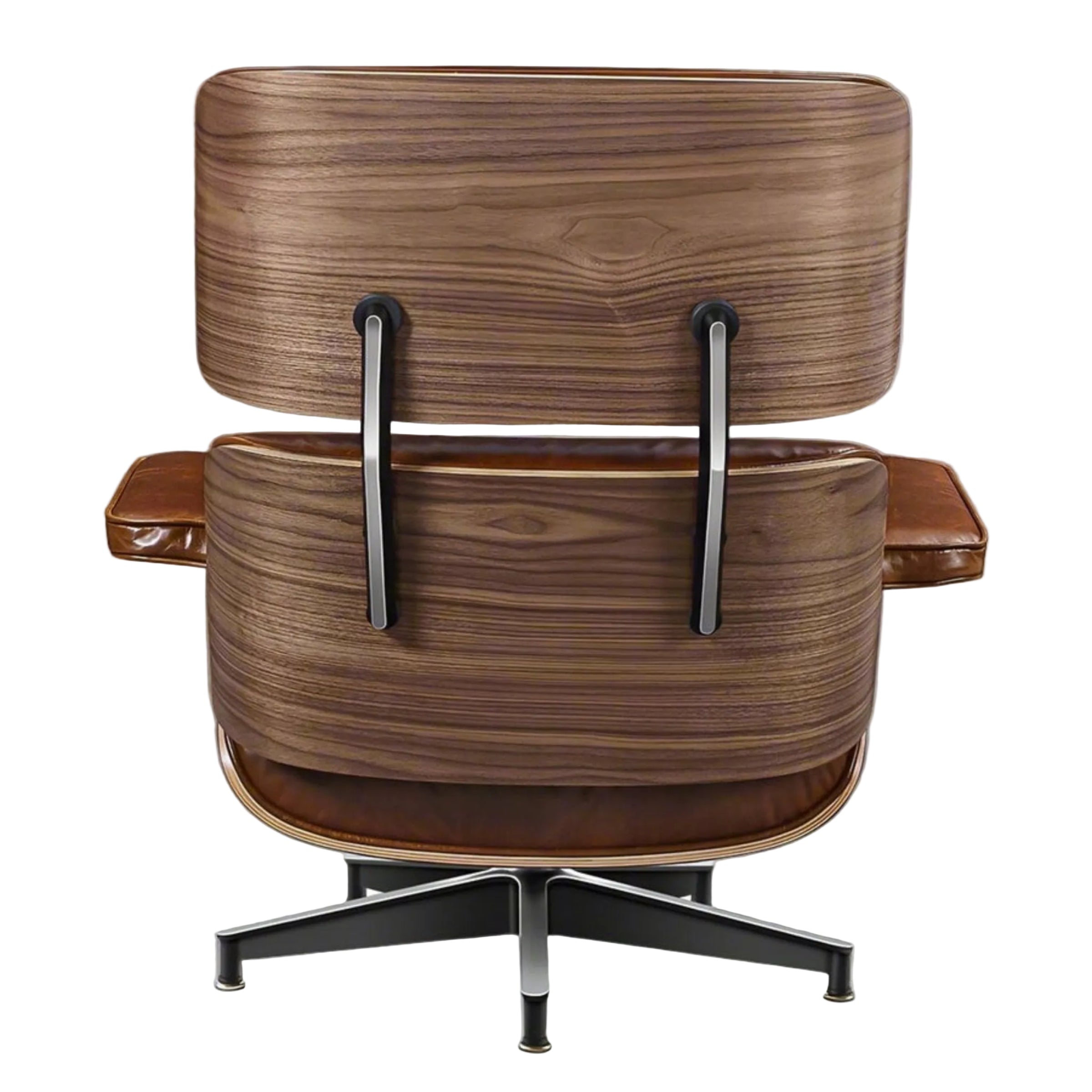 Charles Eames Inspired Mid-Century Lounge Chair & Ottoman XL – Walnut Wood Waxed Vintage Tan - Aura Furnitures
