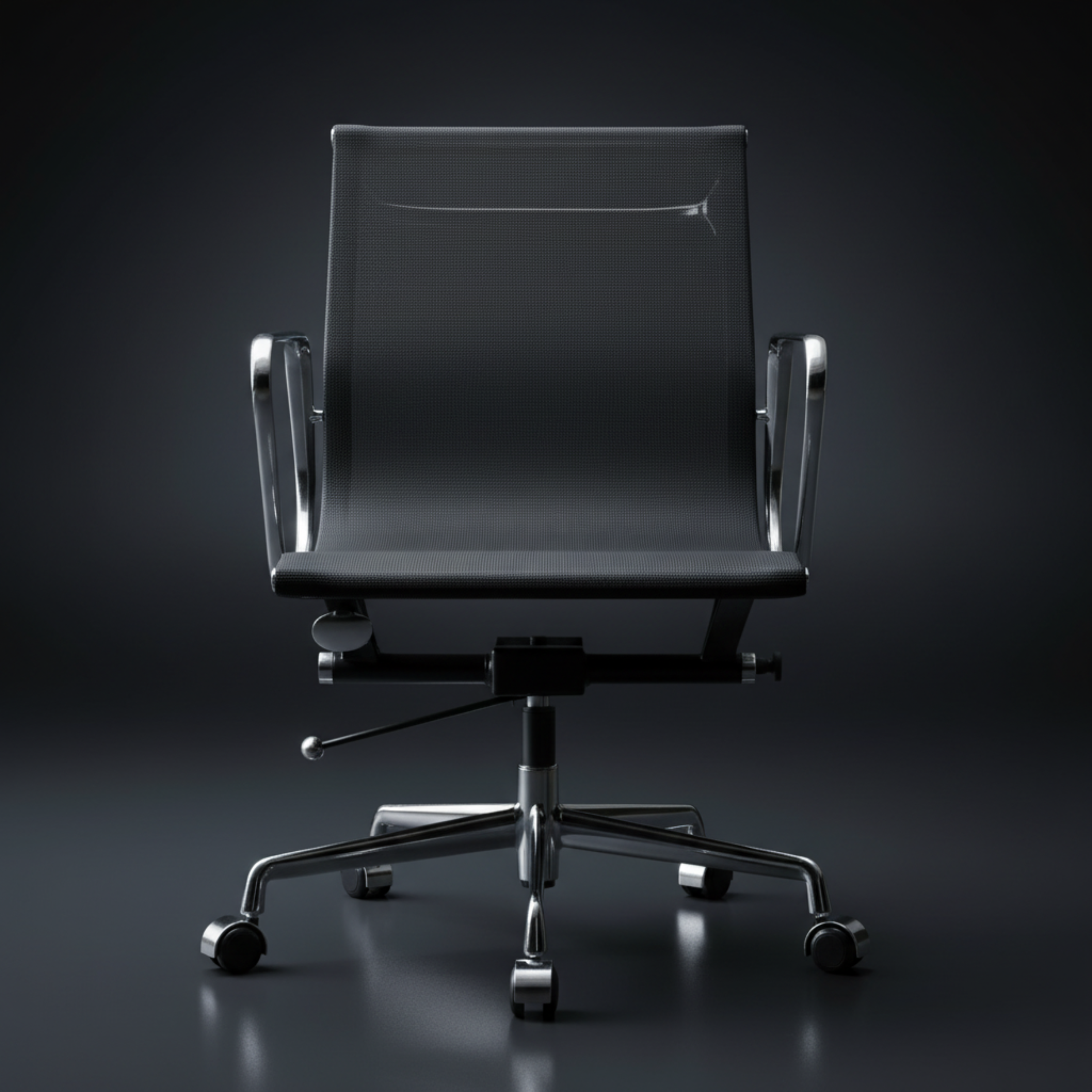 Modern Eames Meshed Office Chair EA 117 - Sleek Low Back Seating, Black - Aura Furnitures