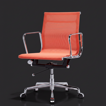 Modern Eames Meshed Office Chair EA 117 - Sleek Low Back Seating, Orange - Aura Furnitures