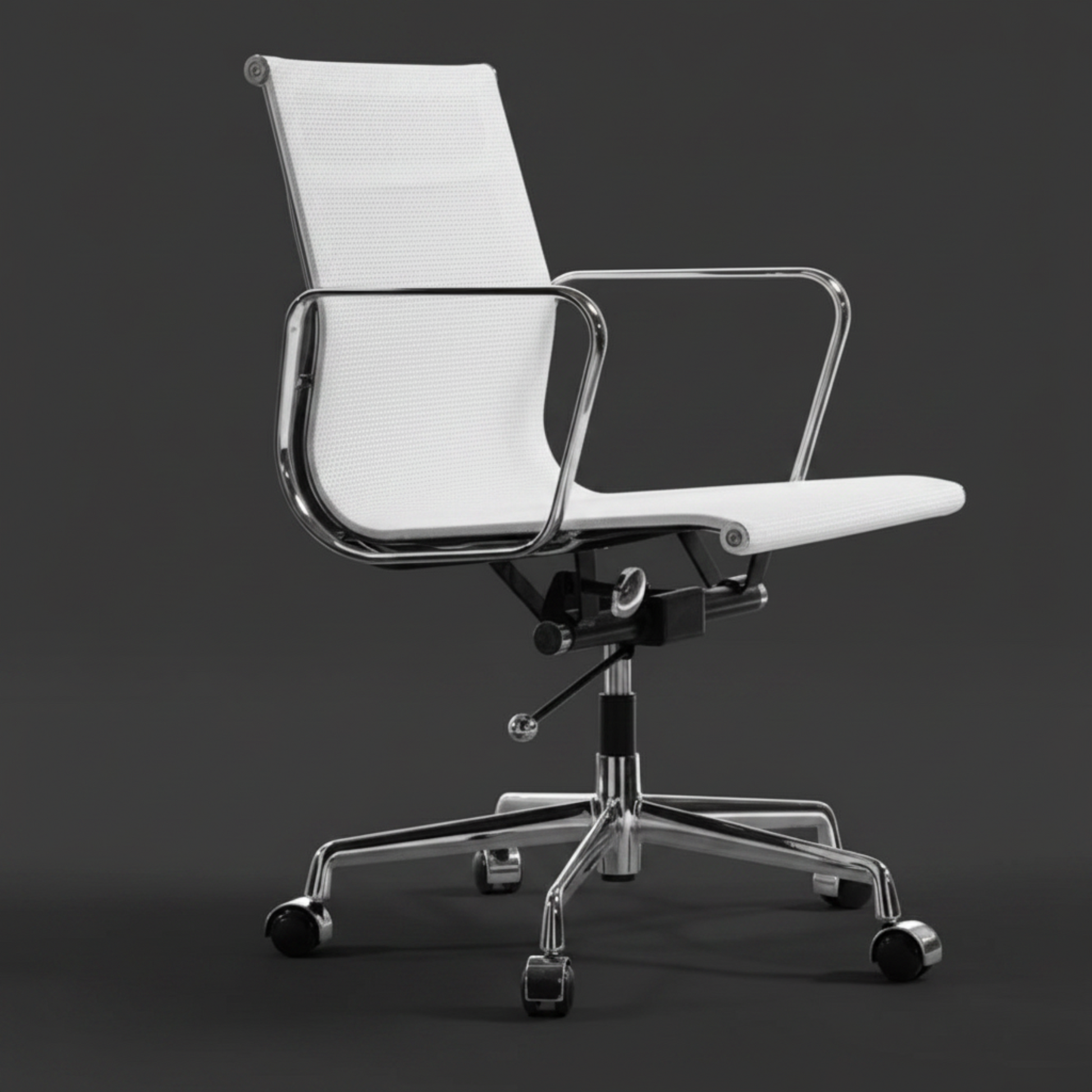 Modern Eames Meshed Office Chair EA 117 - Sleek Low Back Seating, White - Aura Furnitures