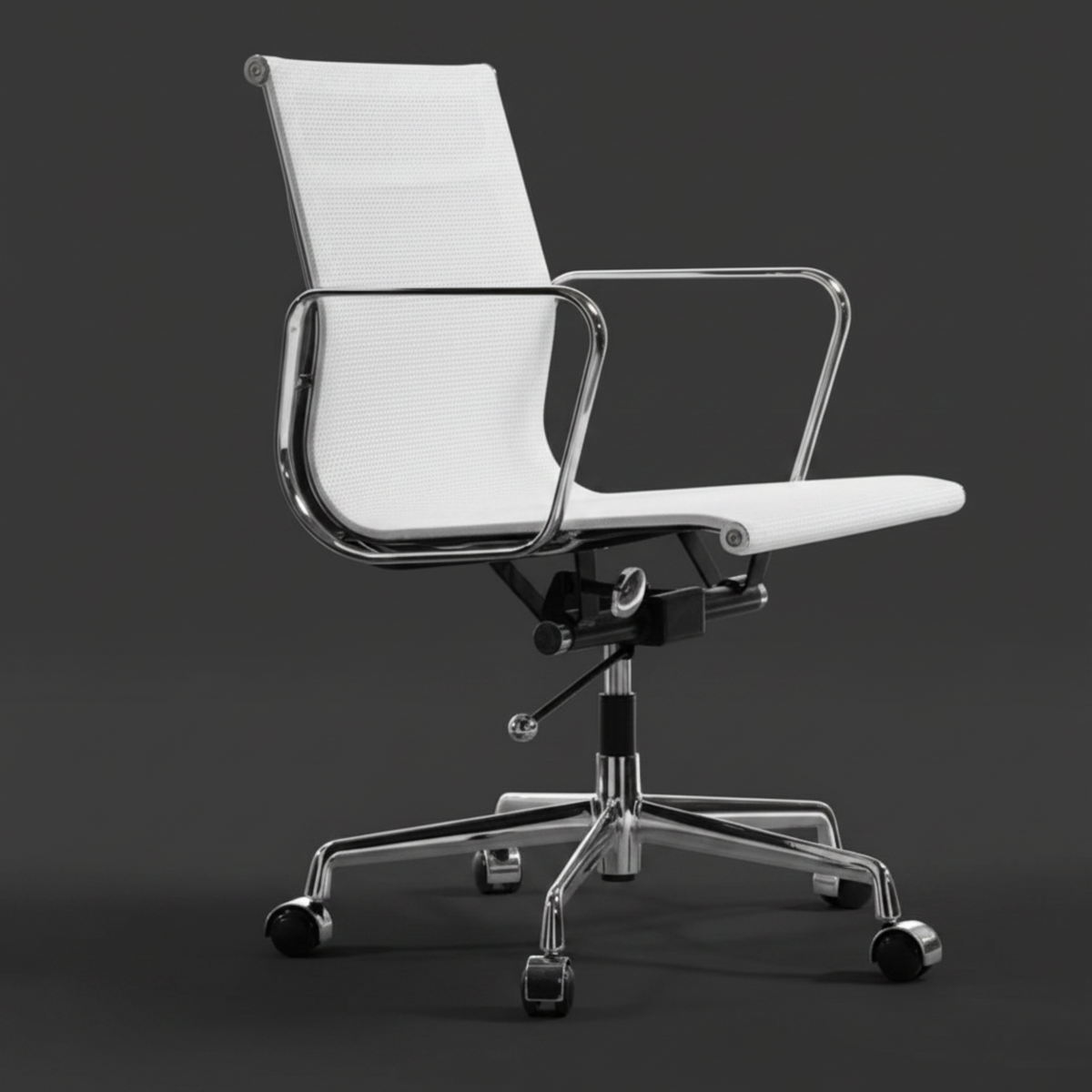 Modern Eames Meshed Office Chair EA 117 - Sleek Low Back Seating, White - Aura Furnitures
