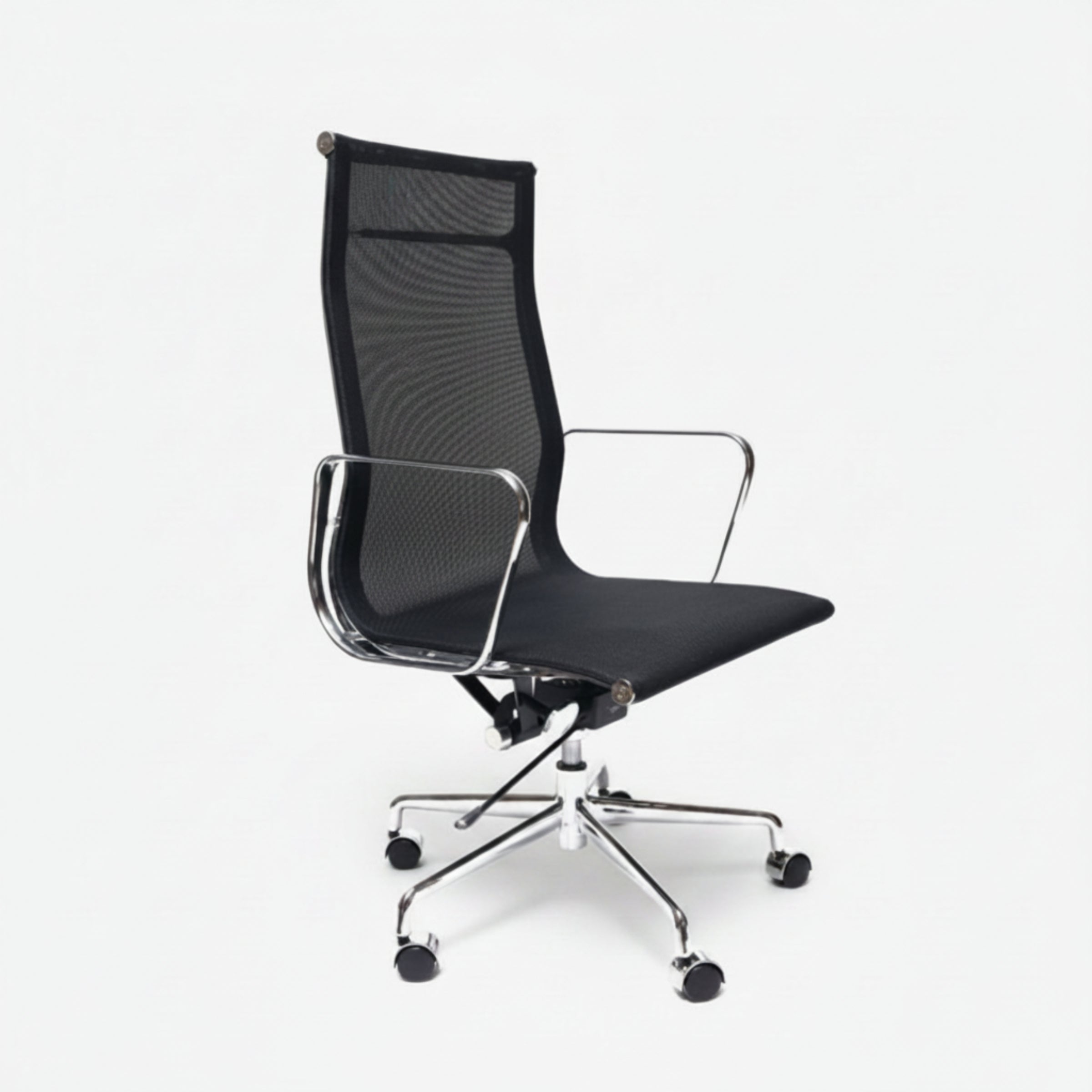 Modern Eames Meshed Office Chair EA 119 - Supportive High Back, Black - Aura Furnitures