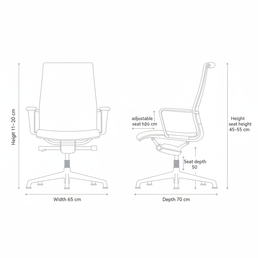 Modern Eames Meshed Office Chair EA 119 dimensions - Height 110-120cm, Width 65cm, Depth 70cm