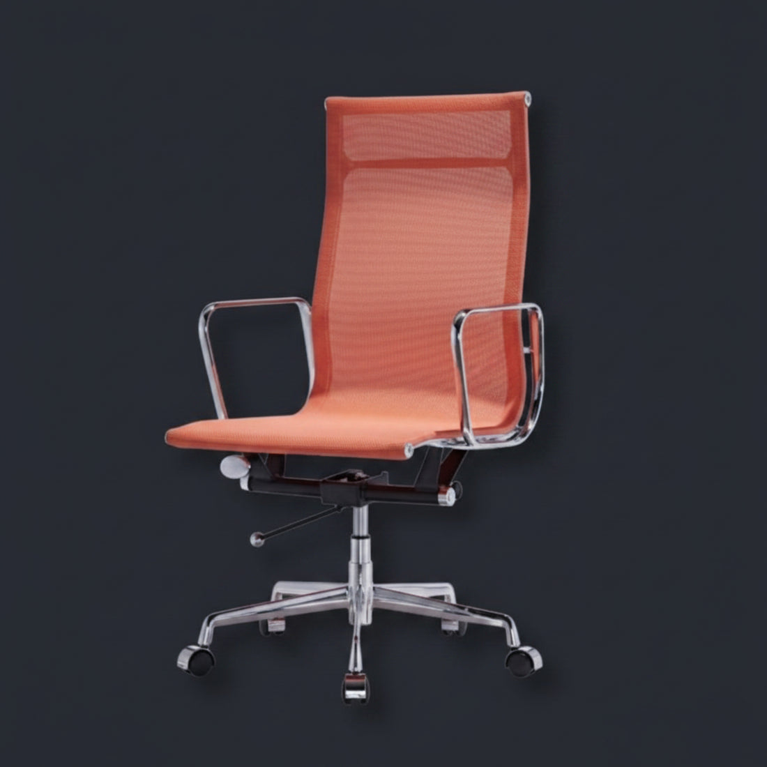 Modern Eames Meshed Office Chair EA 119 - Supportive High Back, Orange - Aura Furnitures