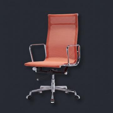 Modern Eames Meshed Office Chair EA 119 - Supportive High Back, Orange - Aura Furnitures
