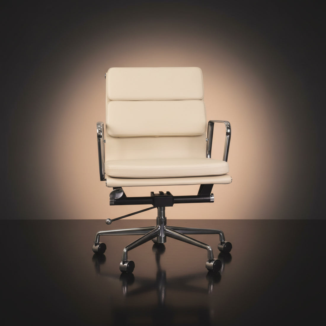 Eames Stylish Soft Pad Office Chair EA 217 - Low Back Ivory White - Aura Furnitures