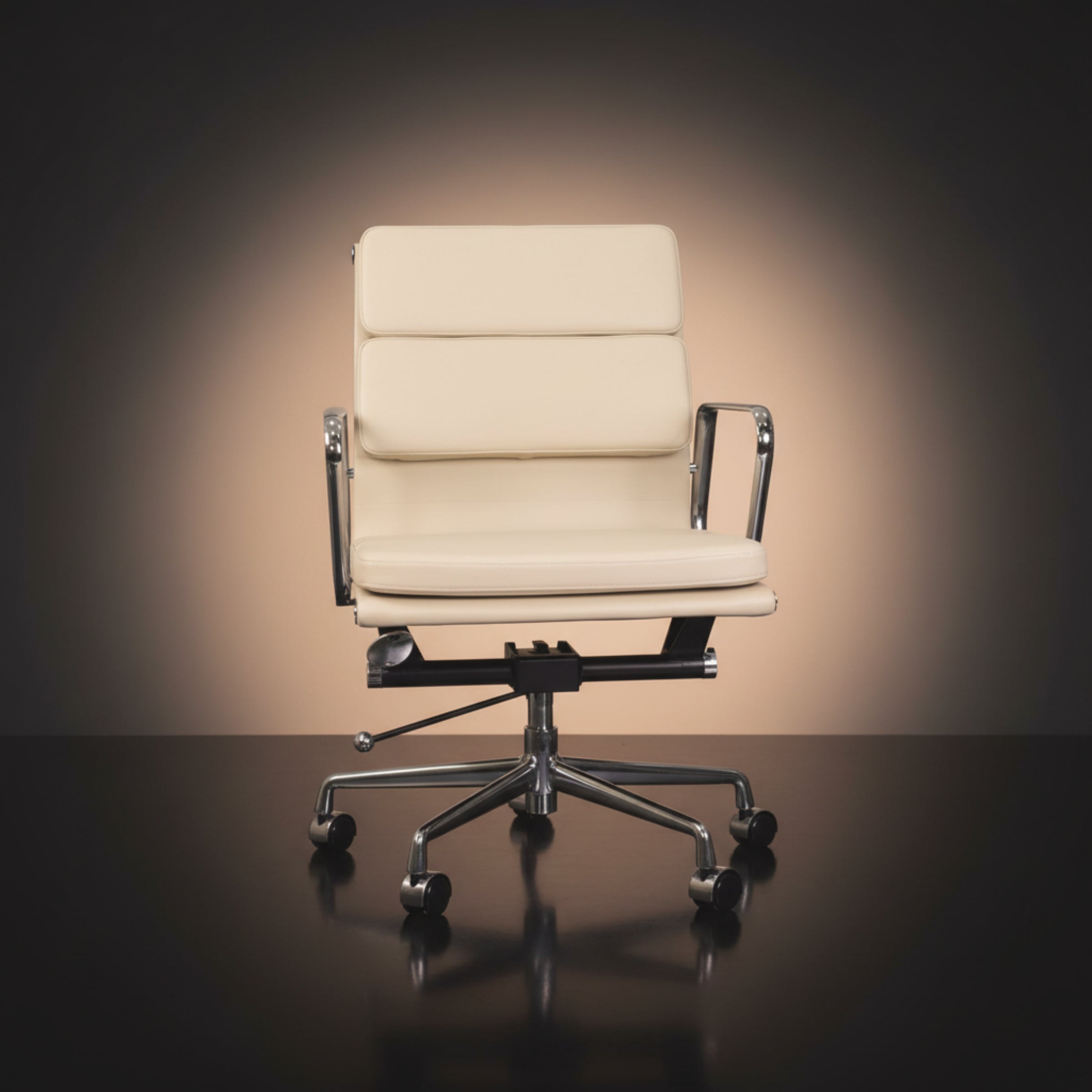 Eames Stylish Soft Pad Office Chair EA 217 - Low Back Ivory White - Aura Furnitures