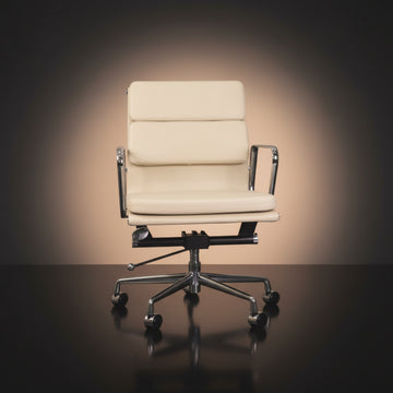 Eames Stylish Soft Pad Office Chair EA 217 - Low Back Ivory White - Aura Furnitures