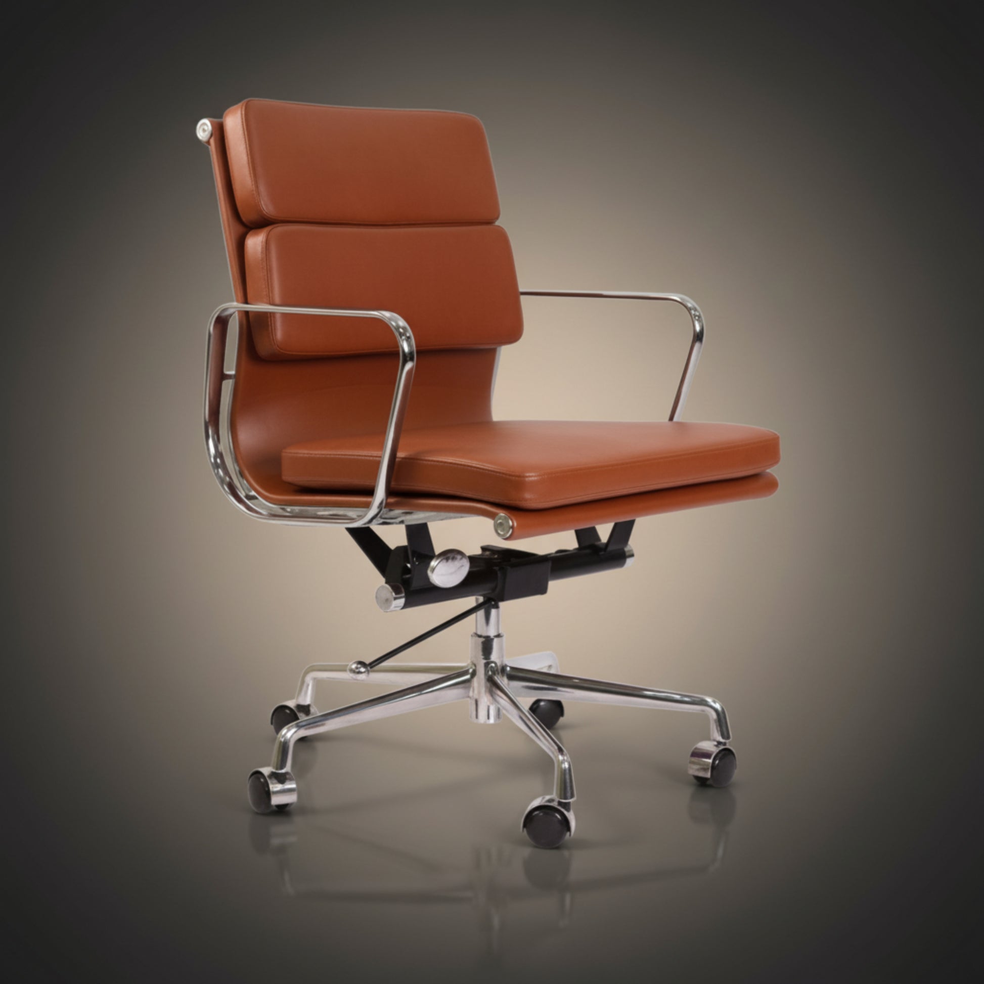 Eames Stylish Soft Pad Office Chair EA 217 - Low Back Tan Brown - Aura Furnitures