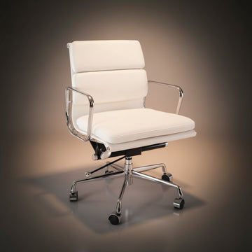 Eames Stylish Soft Pad Office Chair EA 217 - Low Back White - Aura Furnitures