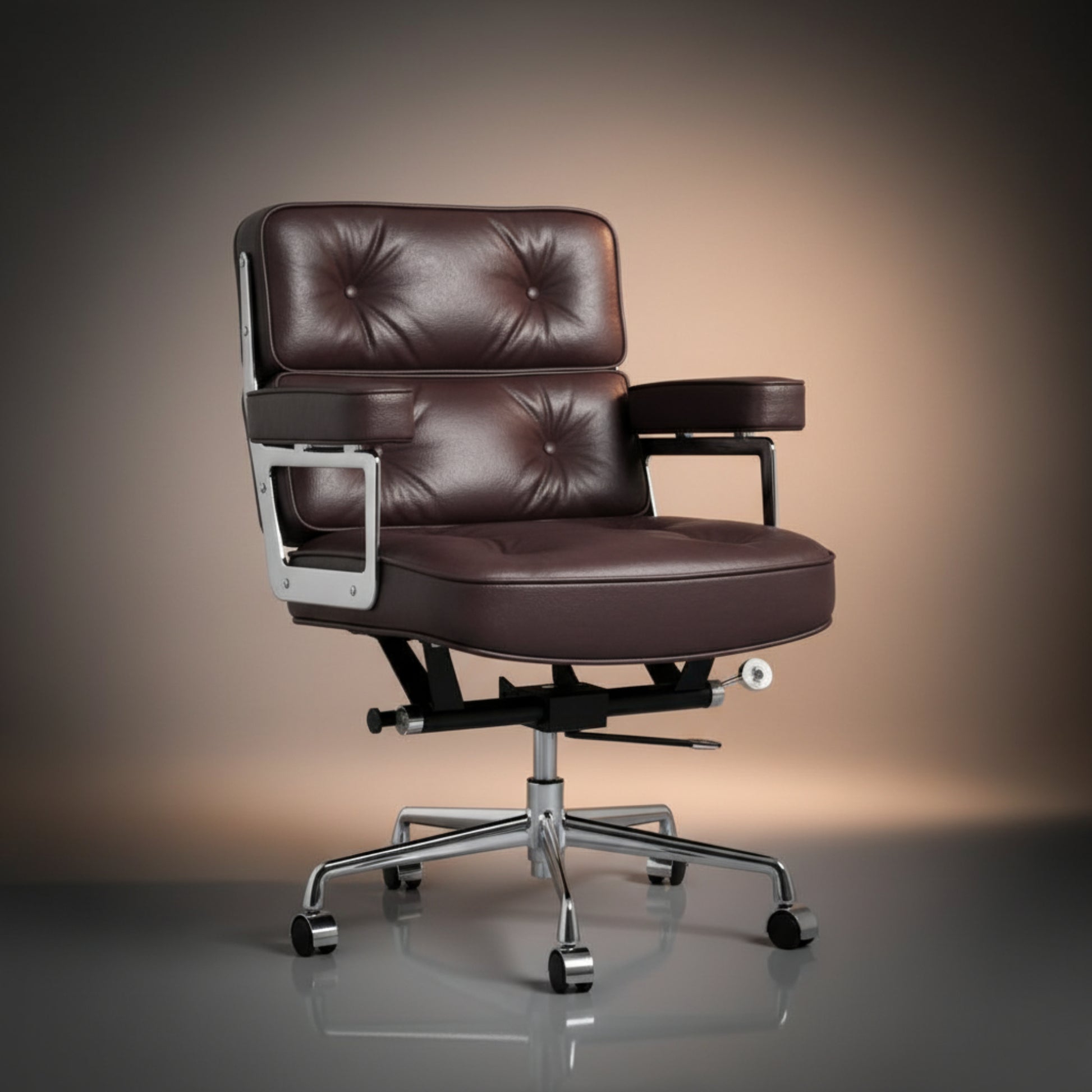 Eames Style Executive Lobby Office Chair - ES104, Black Leather - Aura Furnitures