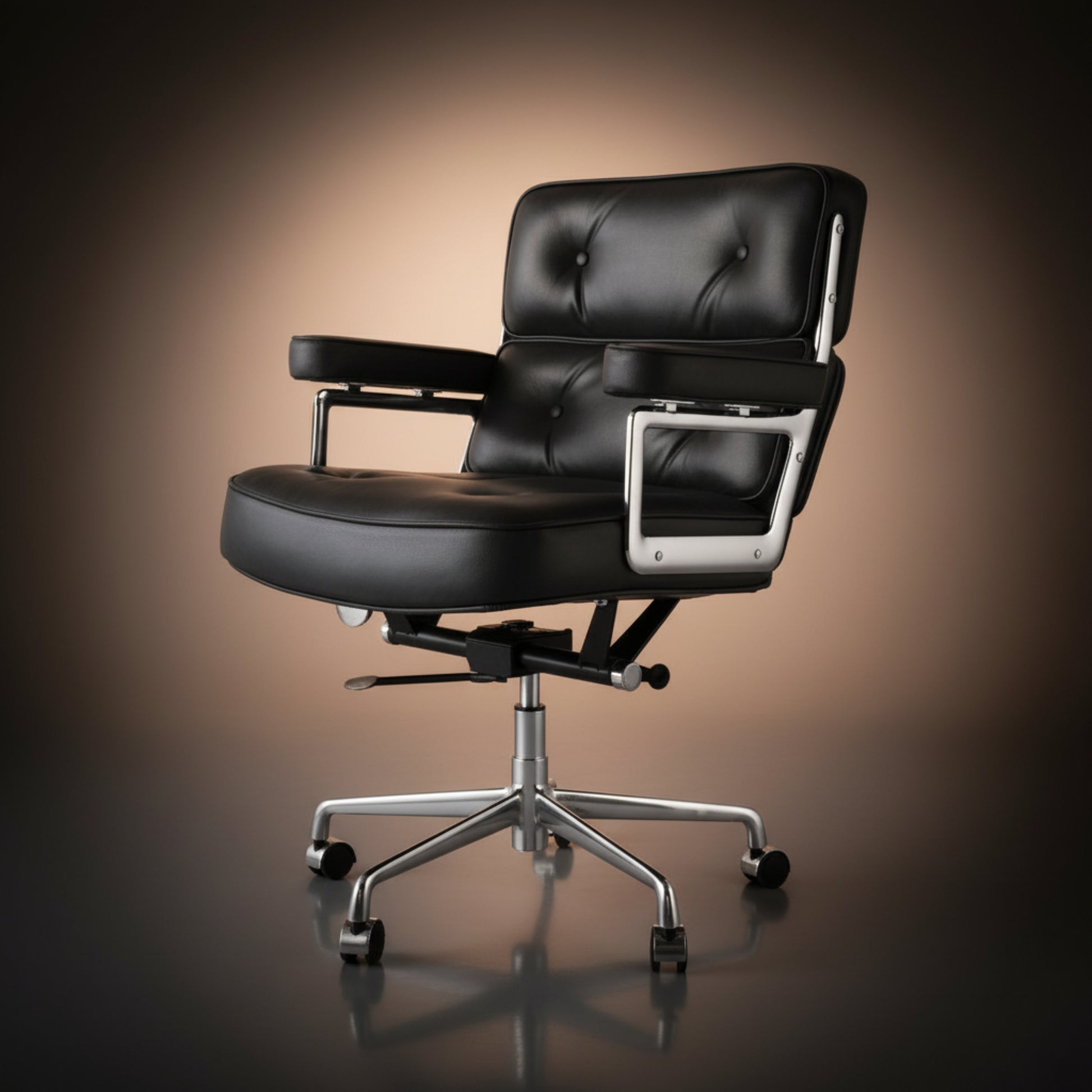 Eames Style Executive Lobby Office Chair - ES104, Black Leather - Aura Furnitures