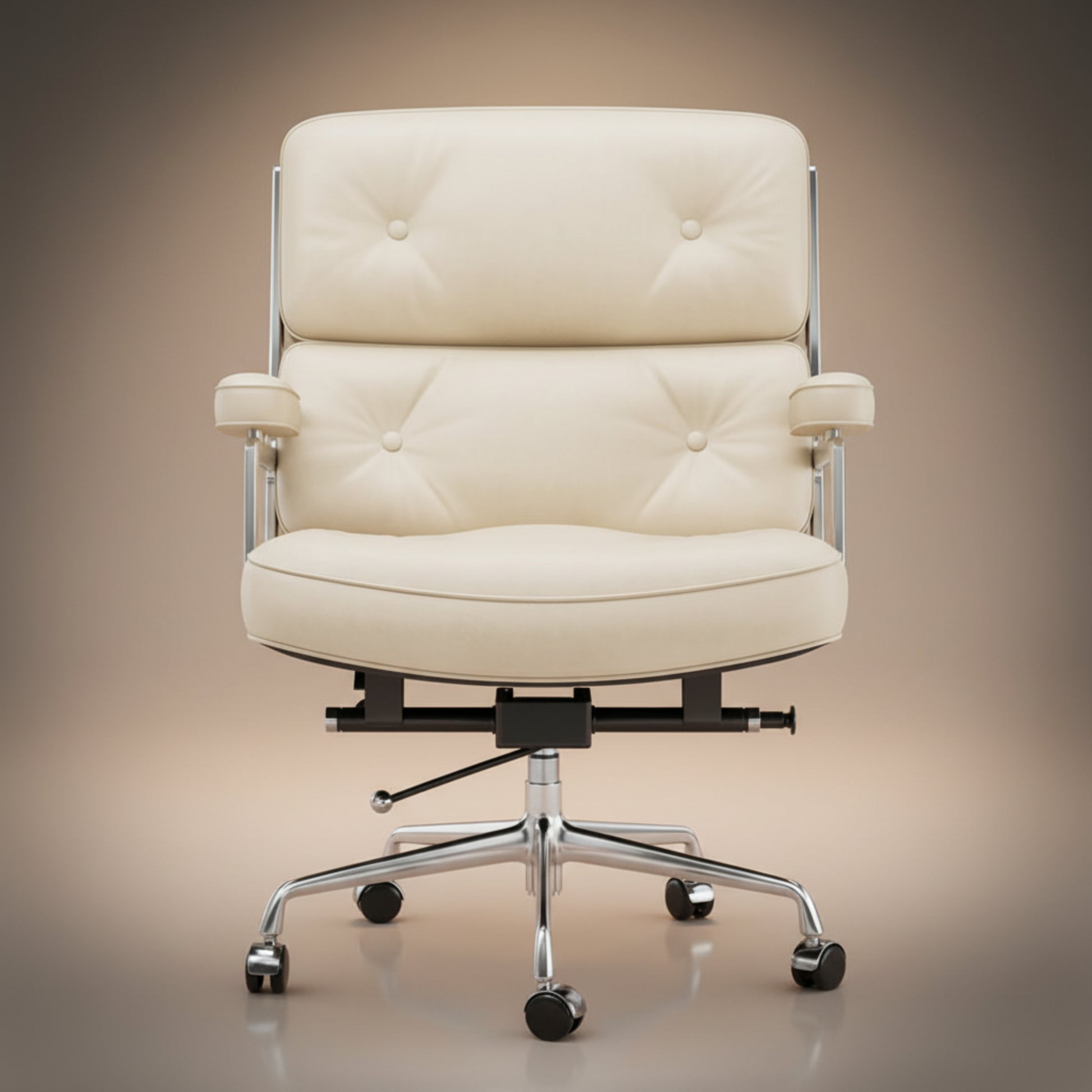 Eames Style Executive Lobby Office Chair - ES104, Ivory White Leather - Aura Furnitures