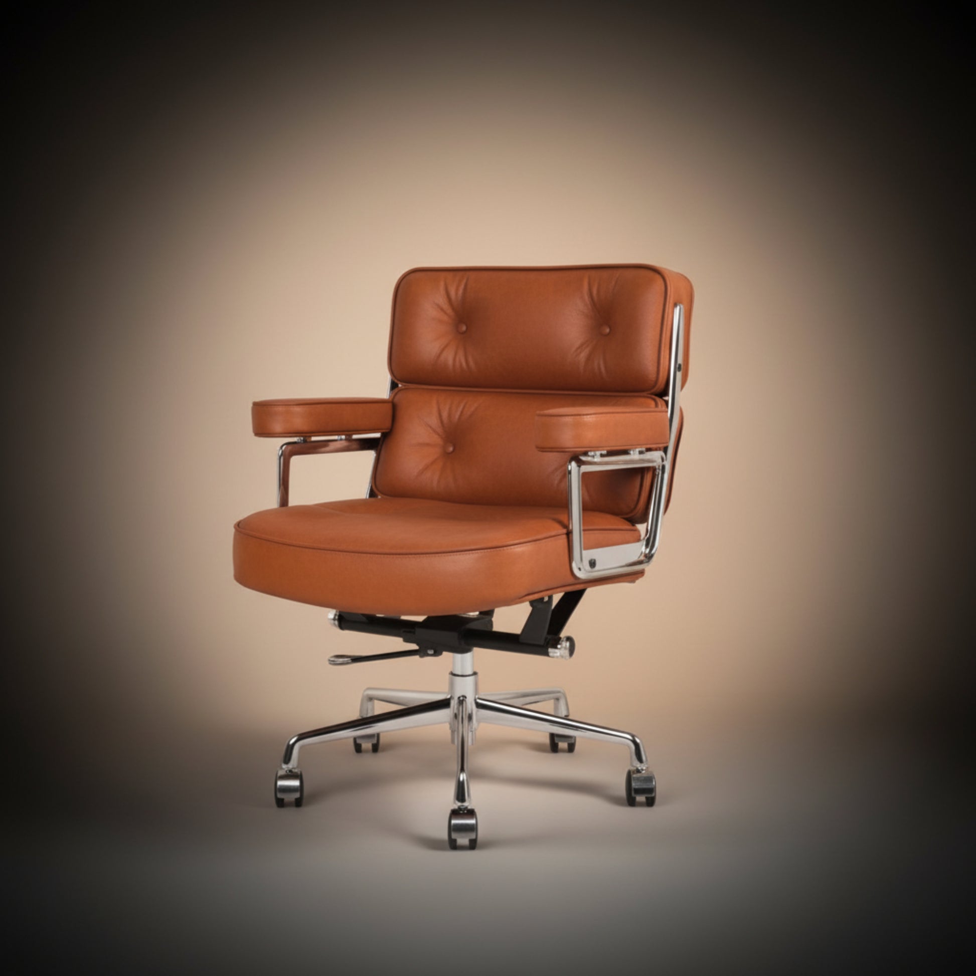 Eames Style Executive Lobby Office Chair - ES104, Ivory White Leather - Aura Furnitures
