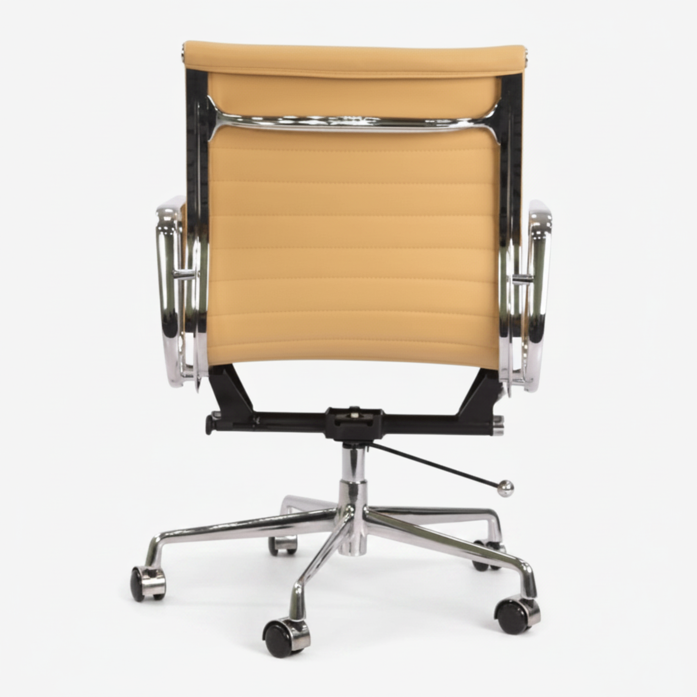 Eames Style Thin Pad Office Chair EA 117 - Ribbed Low Back, White Leather - Aura Furnitures