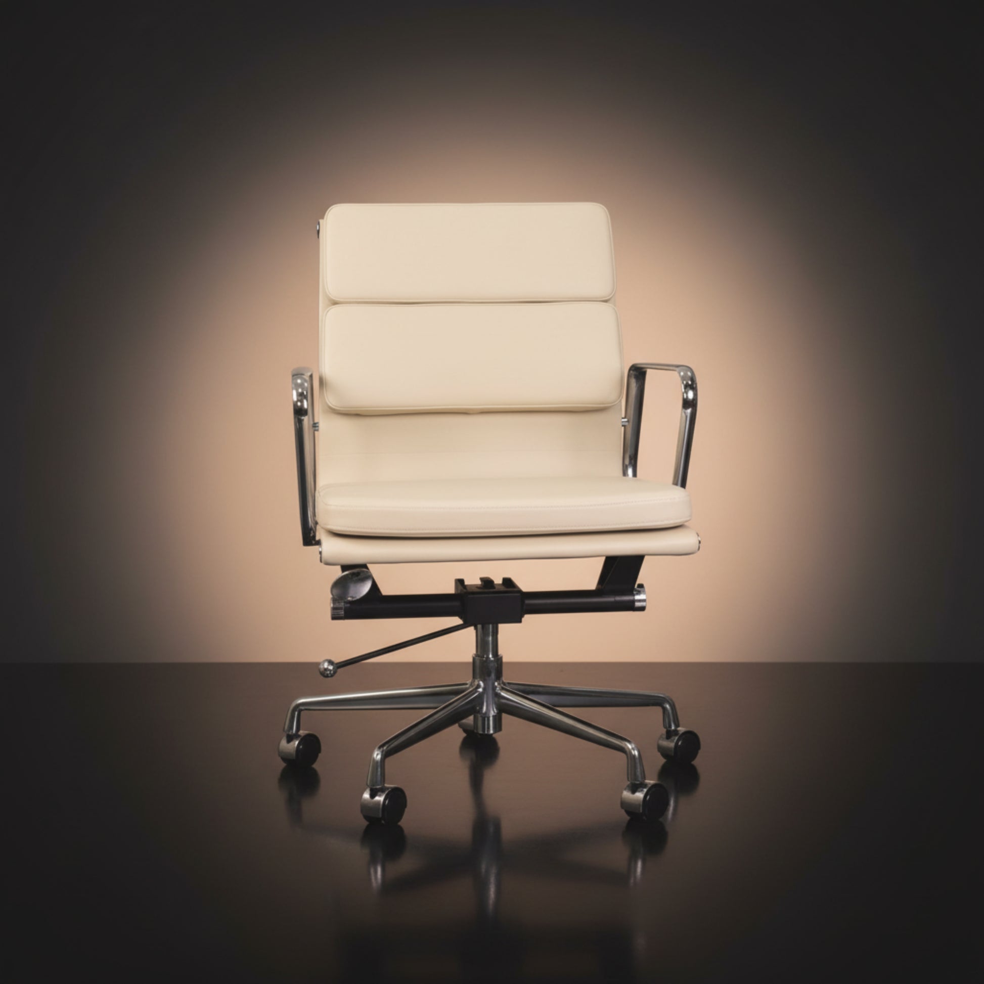 Eames Stylish Soft Pad Office Chair EA 217 - Low Back Ivory White - Aura Furnitures