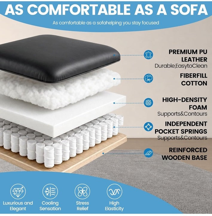 Chair cushioning and PU leather material details
