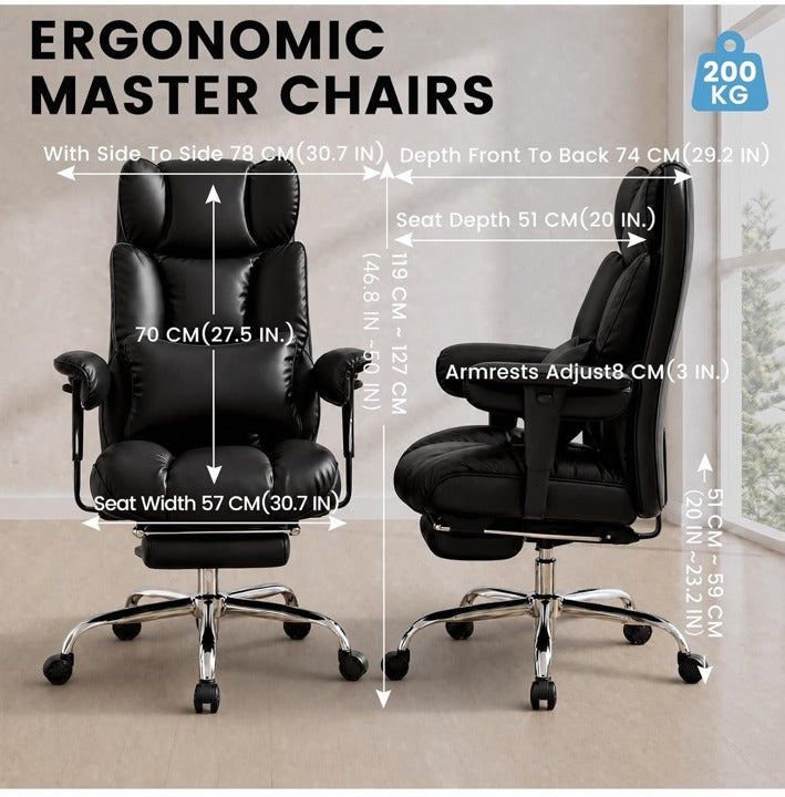Black ergonomic executive chair dimensions