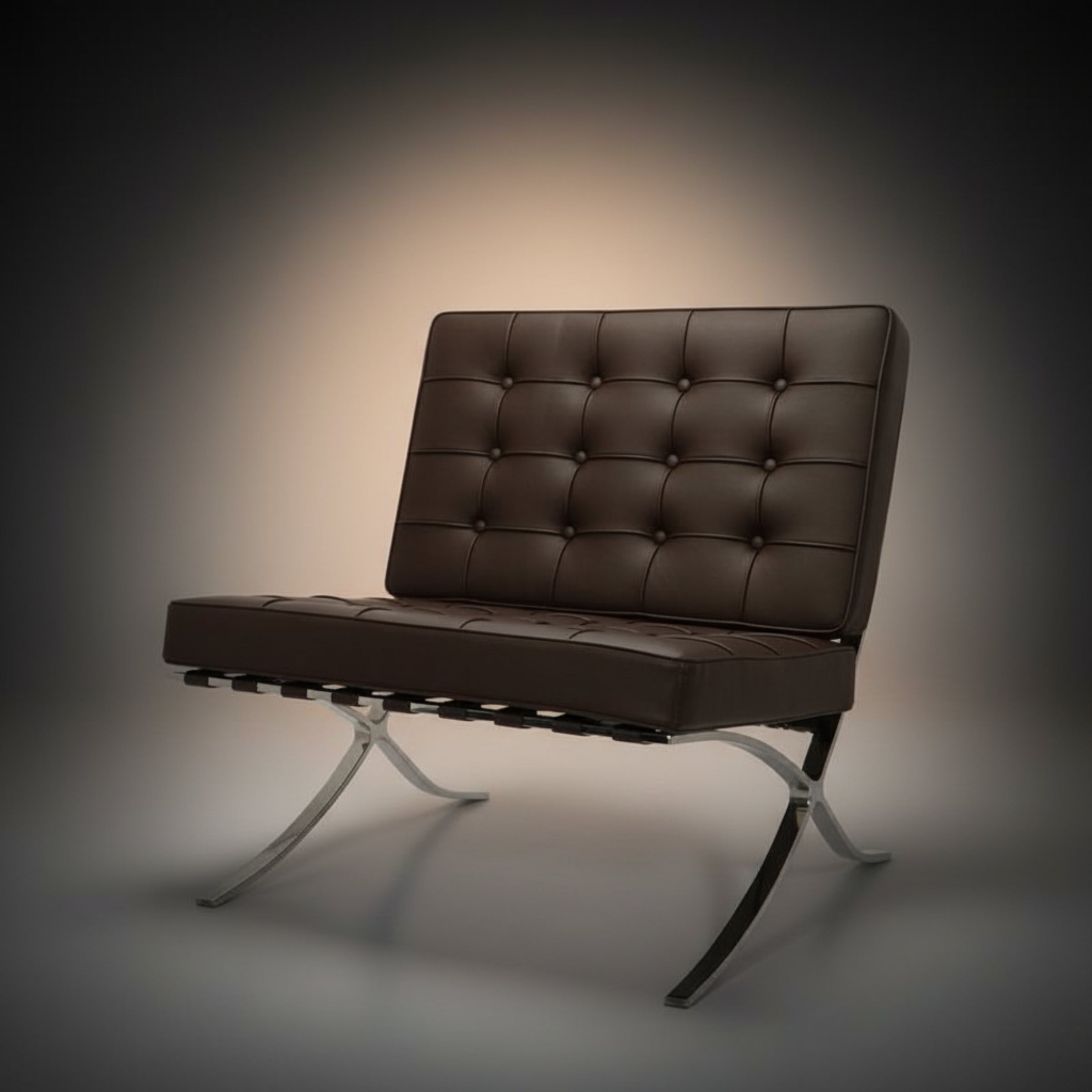 Mies Barcelona Pavilion Chair - Premium Italian Leather, Cream - Aura Furnitures