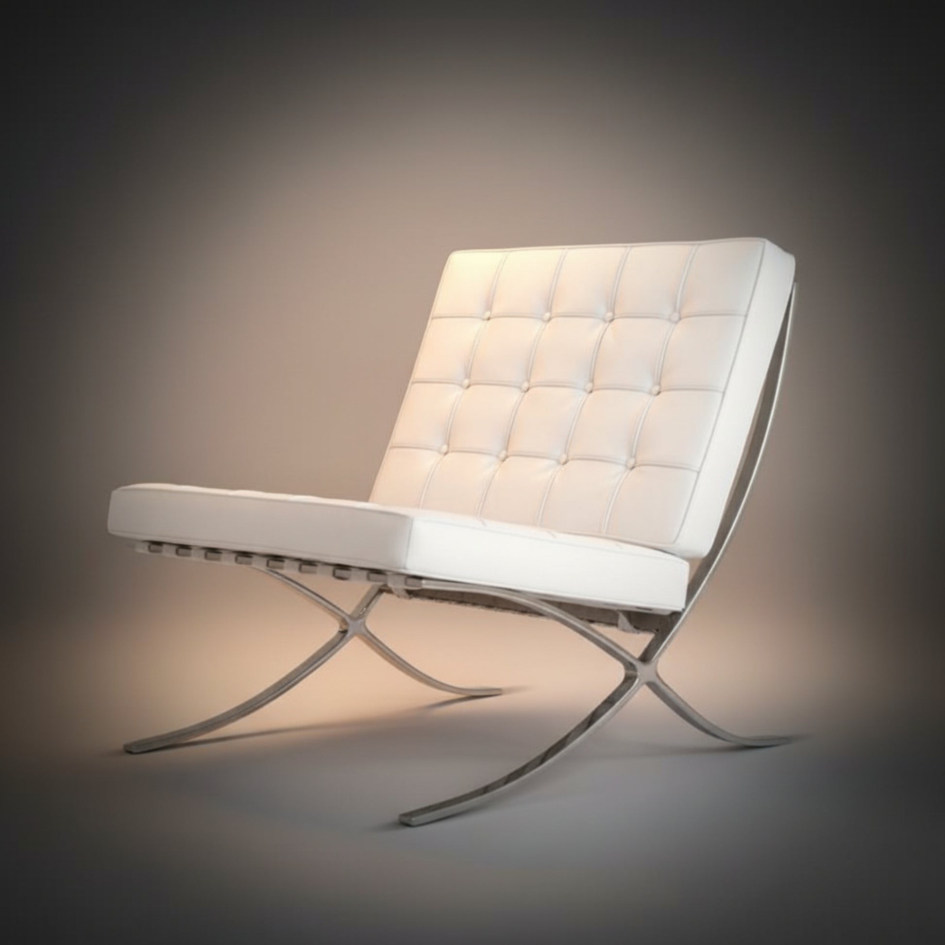 Mies Barcelona Pavilion Chair - Premium Italian Leather, Cream - Aura Furnitures