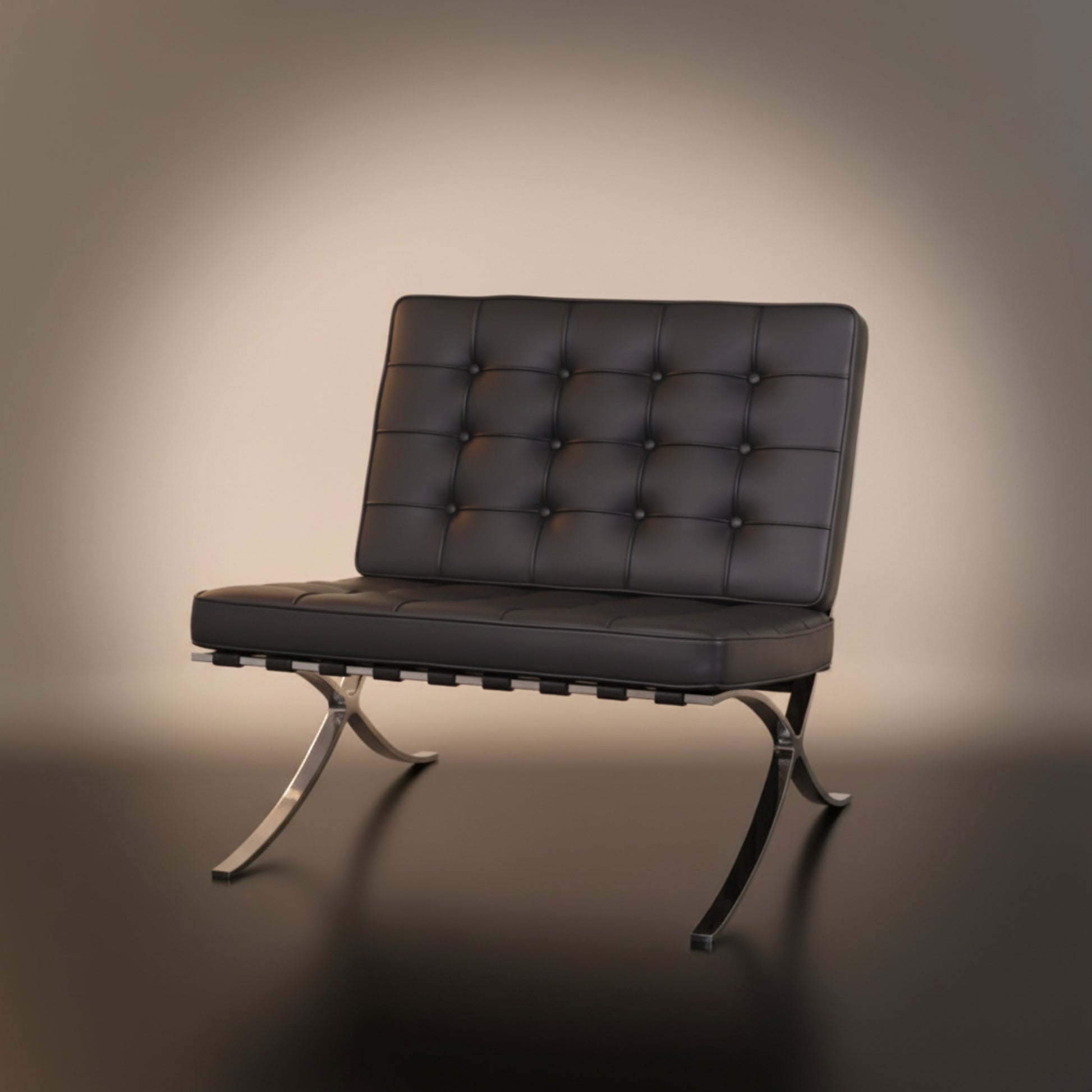 Mies Barcelona Pavilion Chair - Premium Italian Leather, Cream - Aura Furnitures