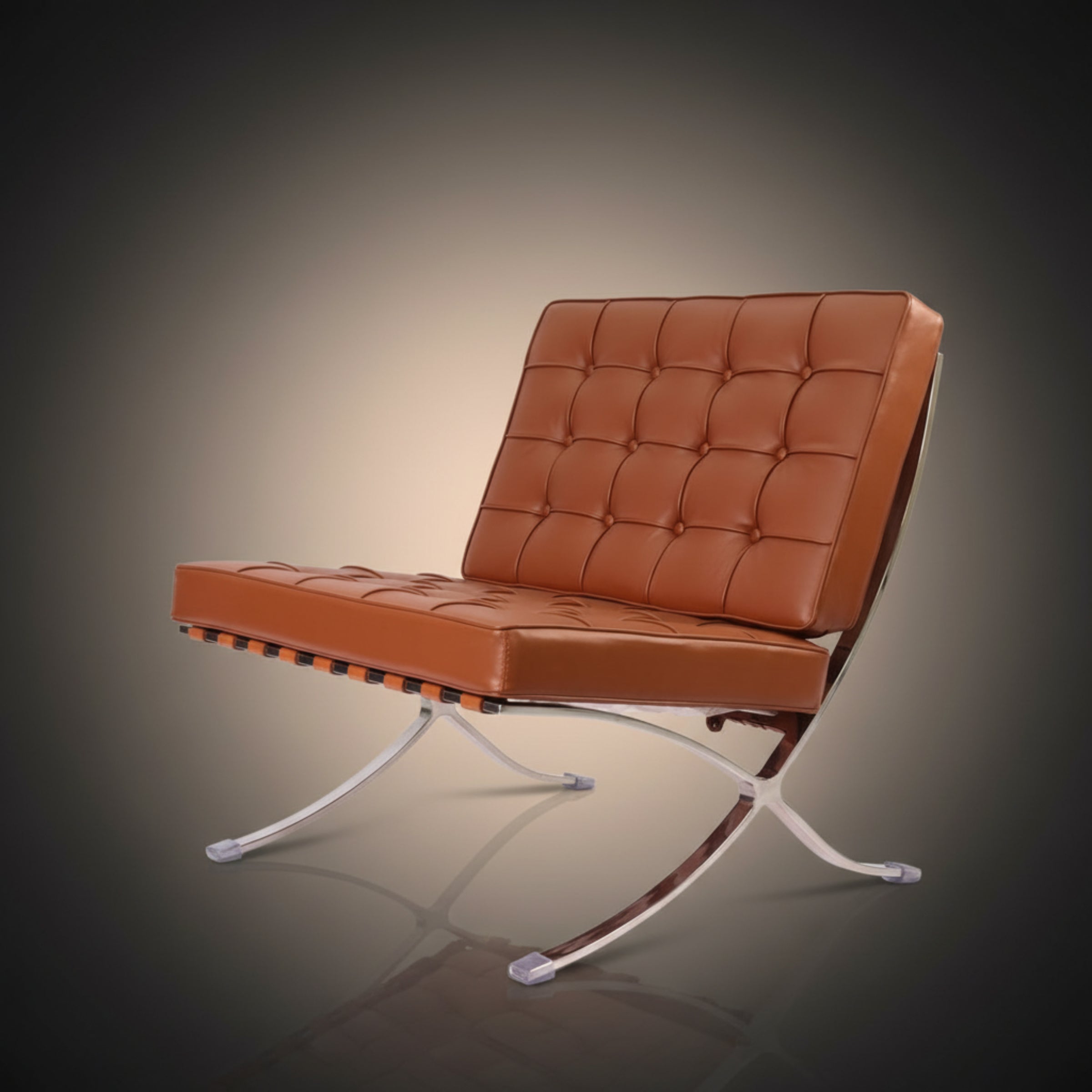 Mies Barcelona Pavilion Chair - Premium Italian Leather, Cream - Aura Furnitures