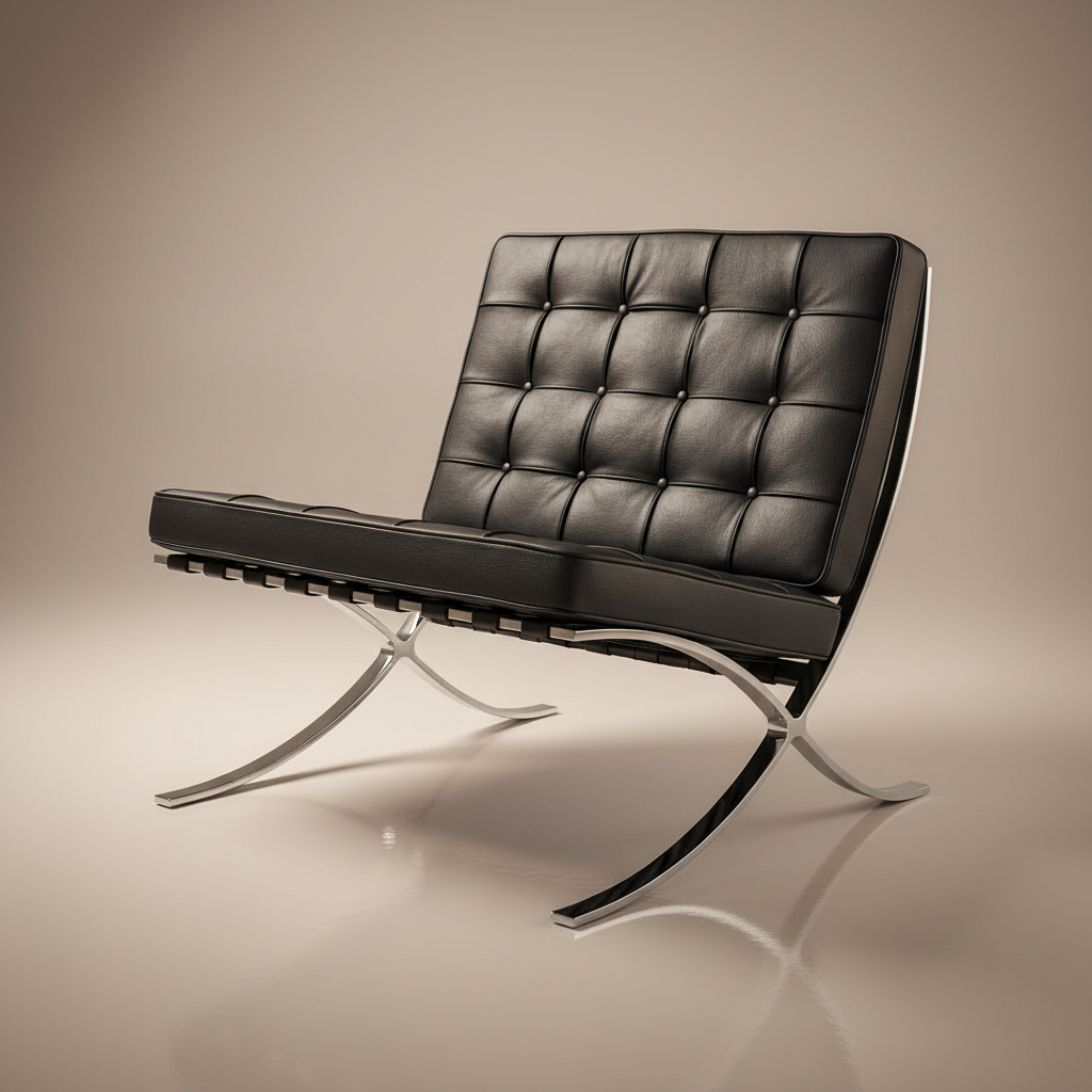 Mies Barcelona Pavilion Chair - Premium Italian Leather, Elegant White - Aura Furnitures