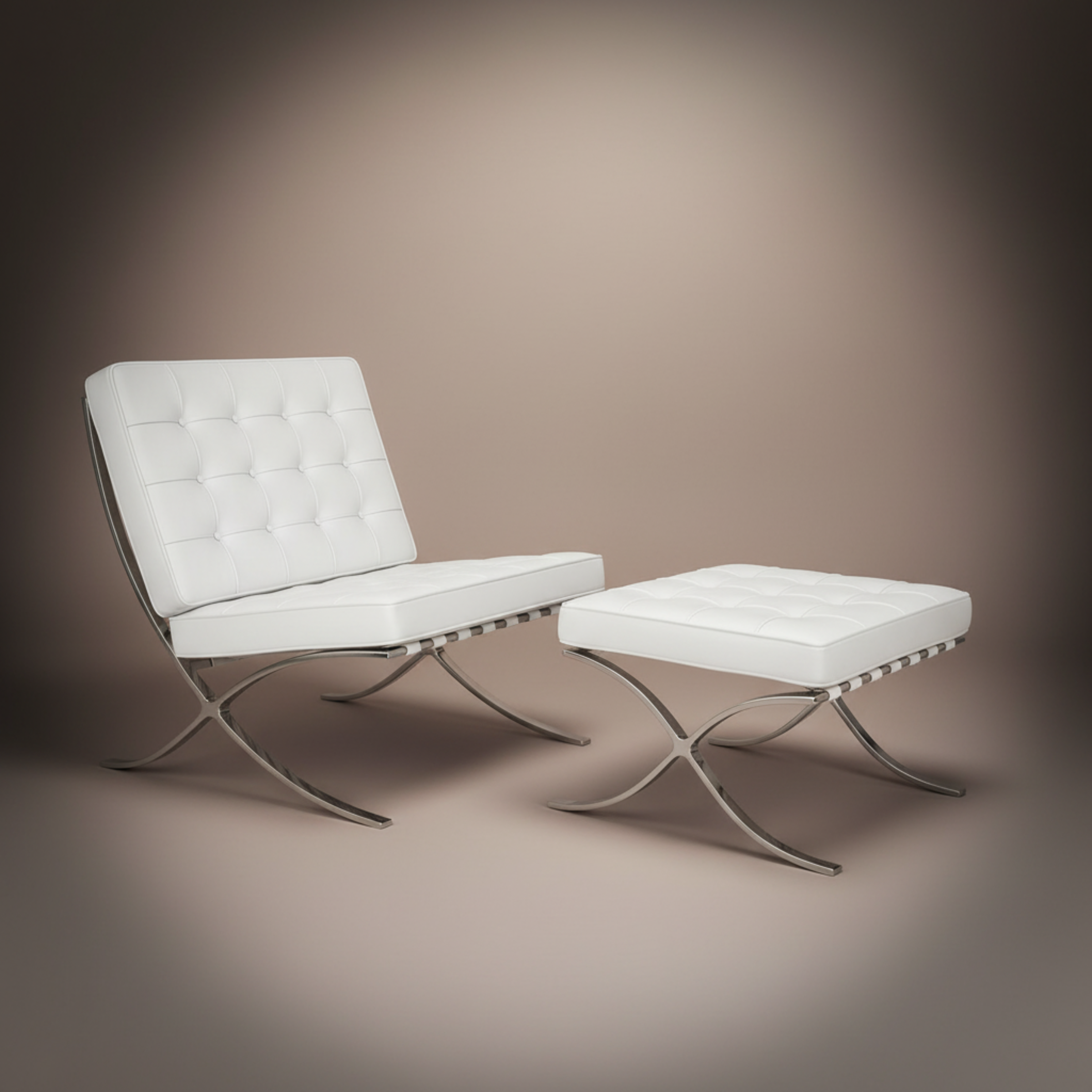 Mies Barcelona Pavilion Chair with Footrest | Black - Aura Furnitures