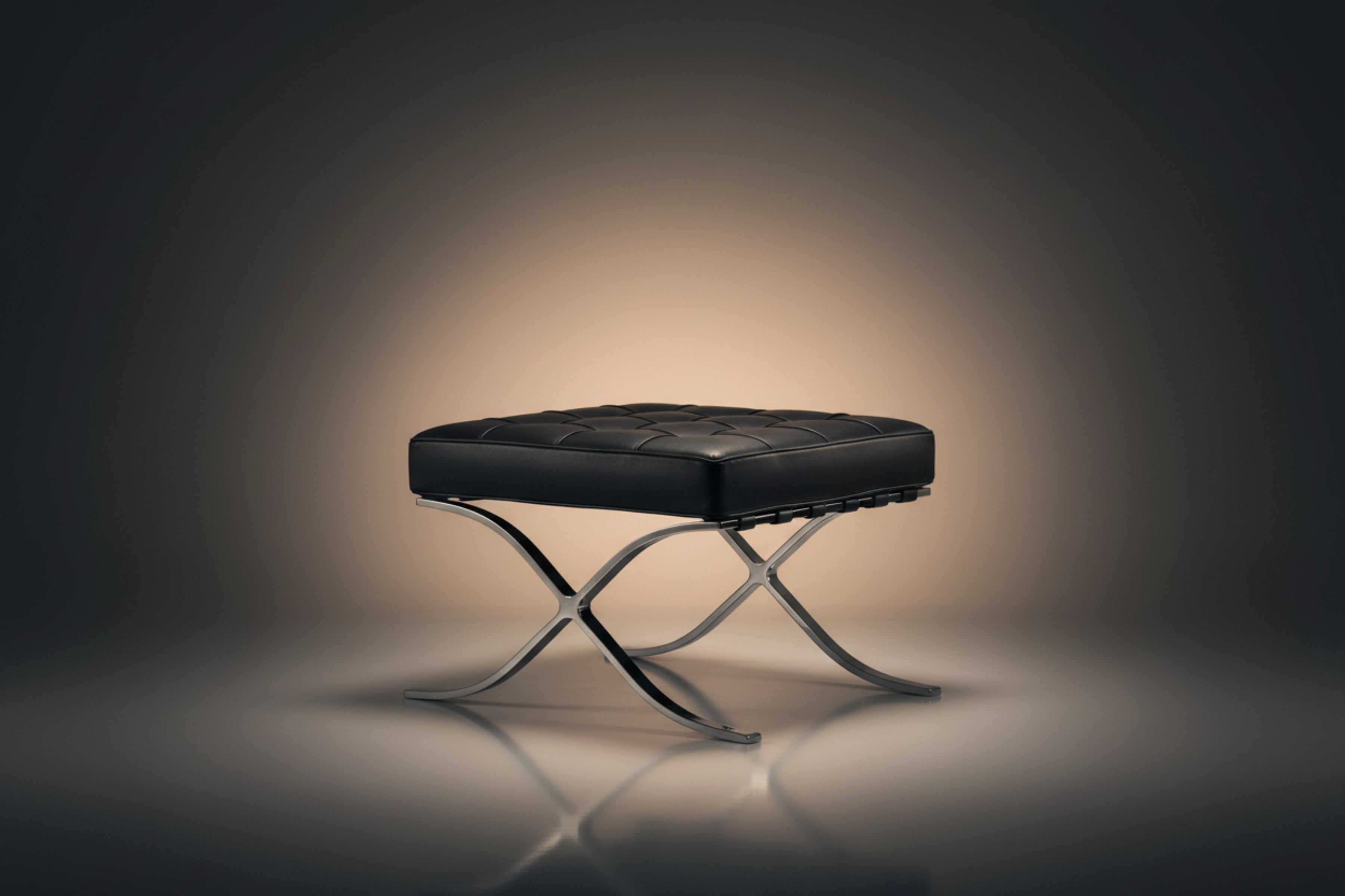 Mies Barcelona Pavilion Chair with Footrest | Black - Aura Furnitures